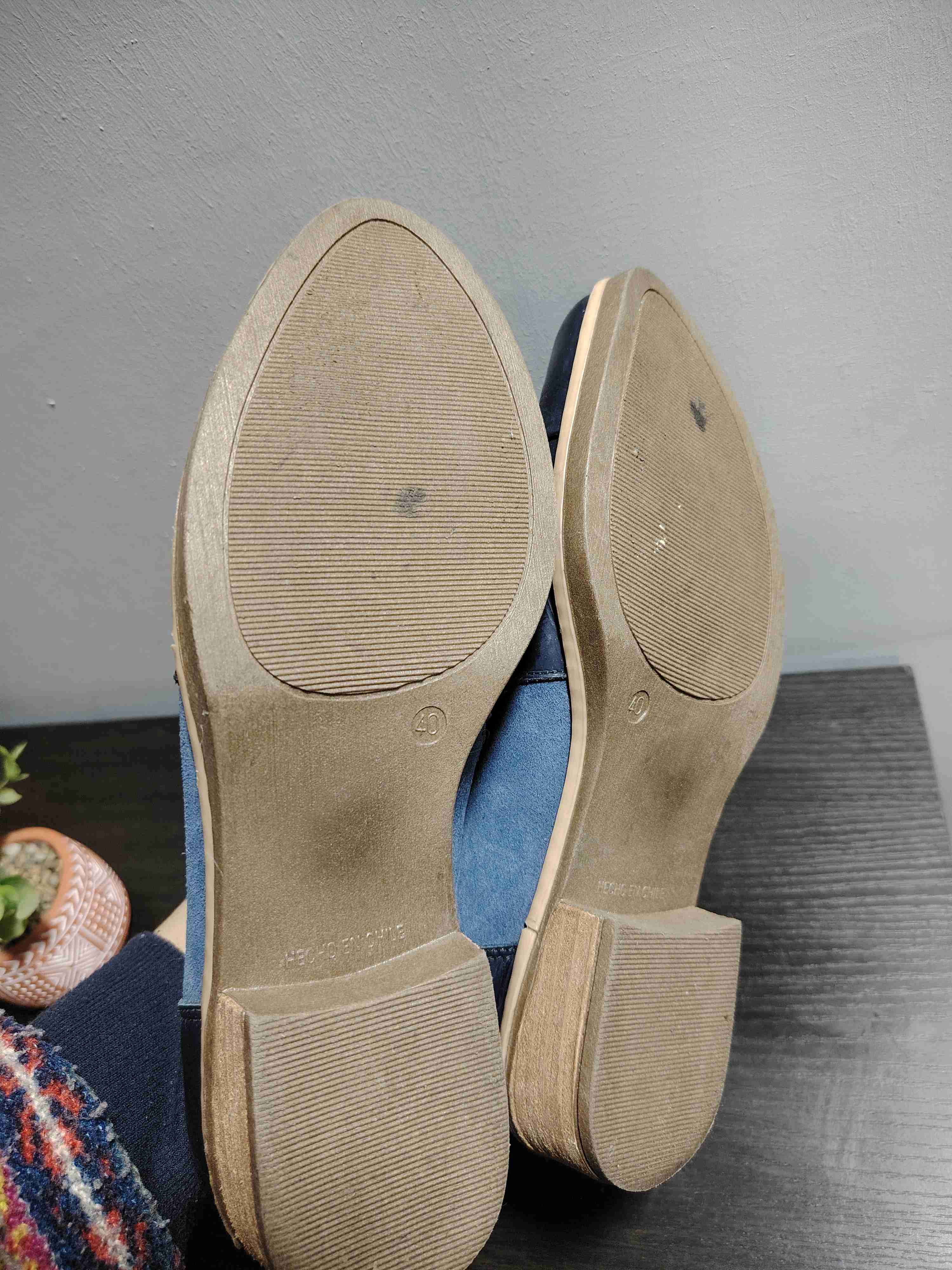 Zapatos de cuero azul oscuro - miniatura 4