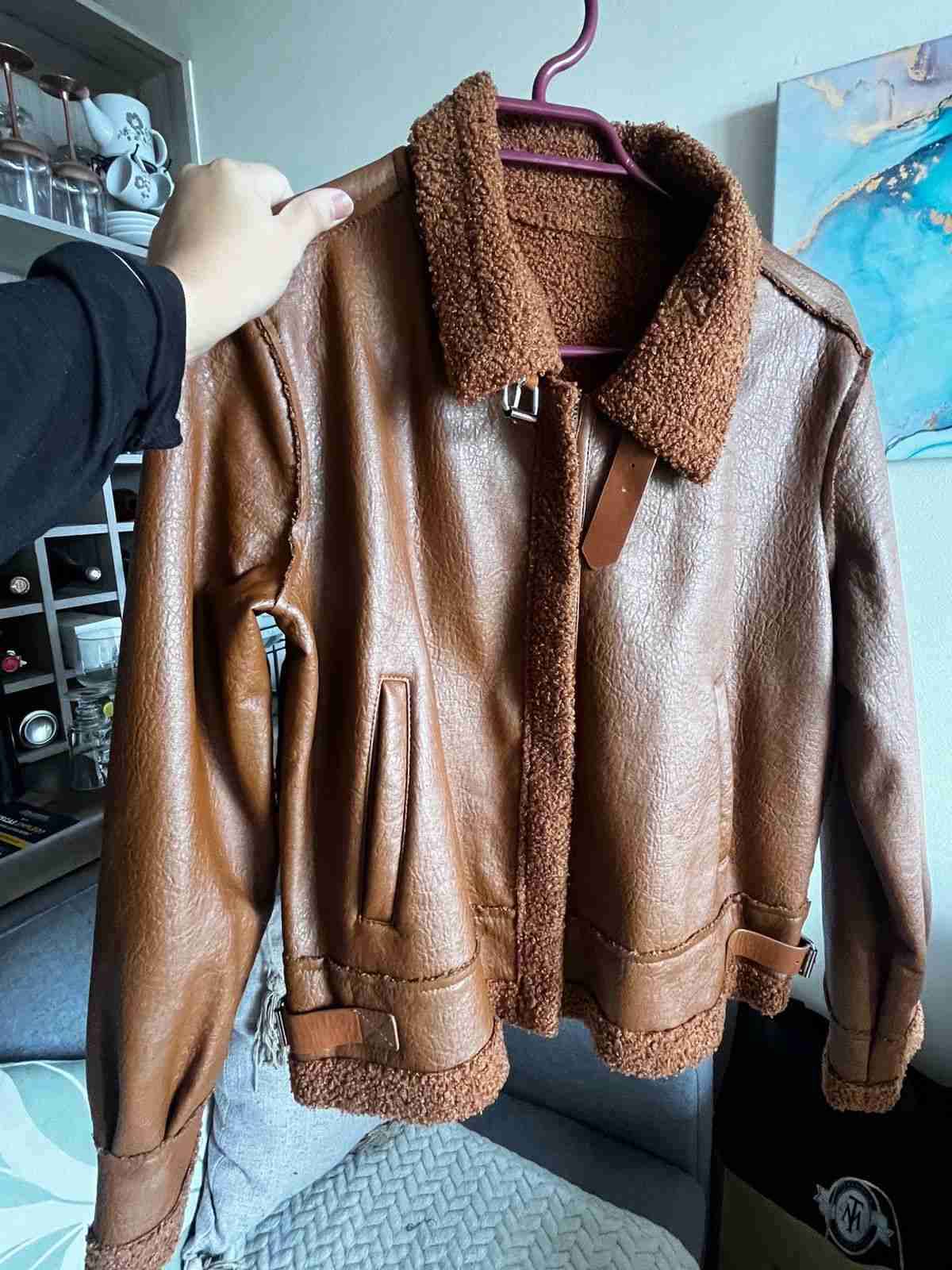 Chaqueta aviador marrón con forro - miniatura 2