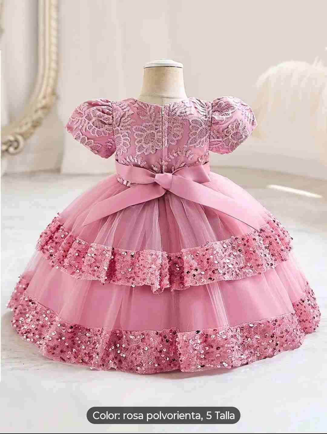 Vestido rosa con lazo para niña Talla 4 -5 - miniatura 3