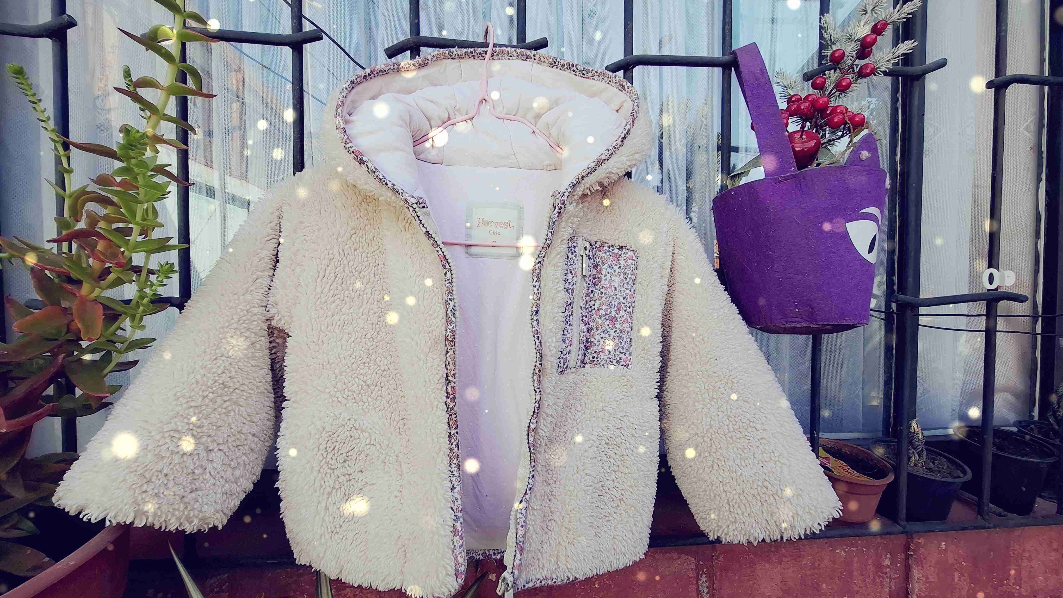 Chaqueta peluda beige para niños - miniatura 1