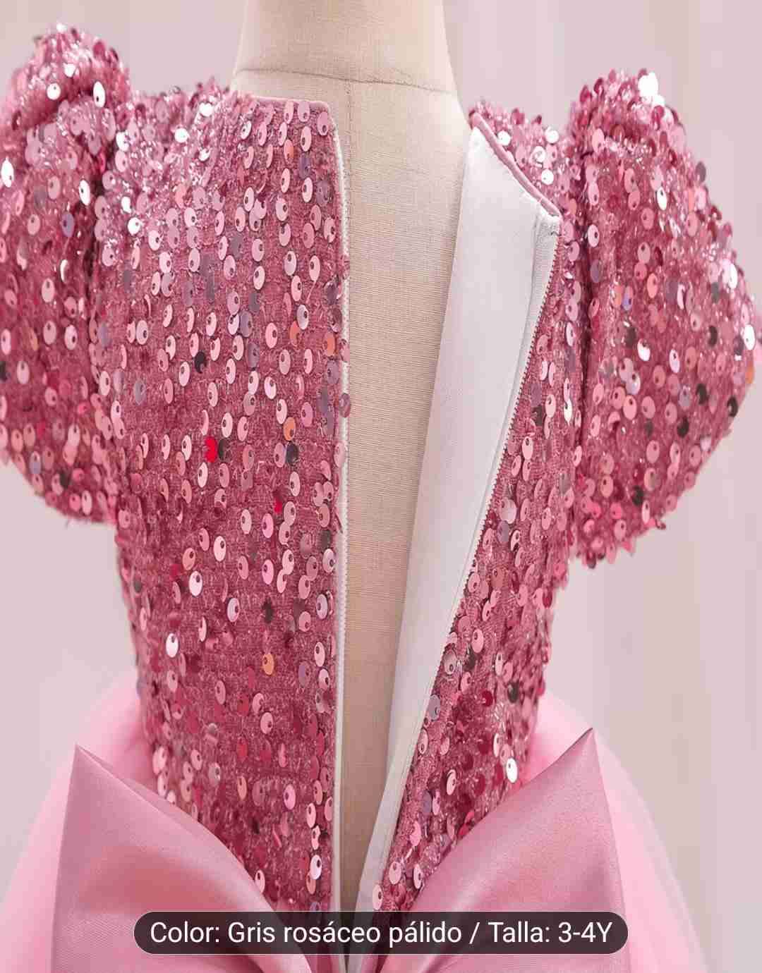 Vestido de fiesta rosa infantil Talla 3-4 años - miniatura 3