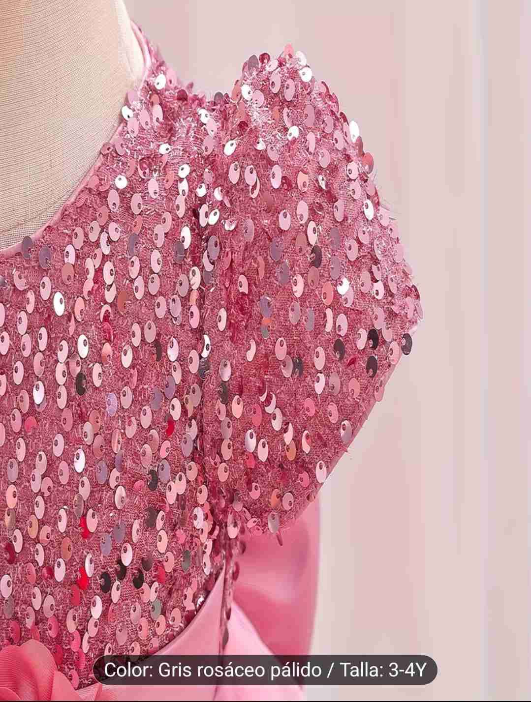 Vestido de fiesta rosa infantil Talla 3-4 años - miniatura 4