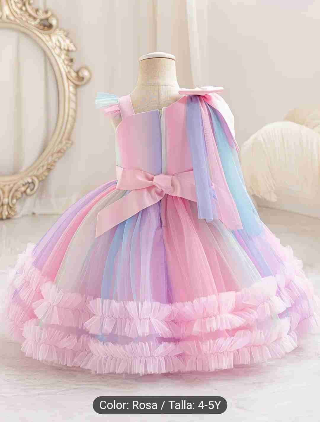 Vestido de princesa rosa multicolor - miniatura 4