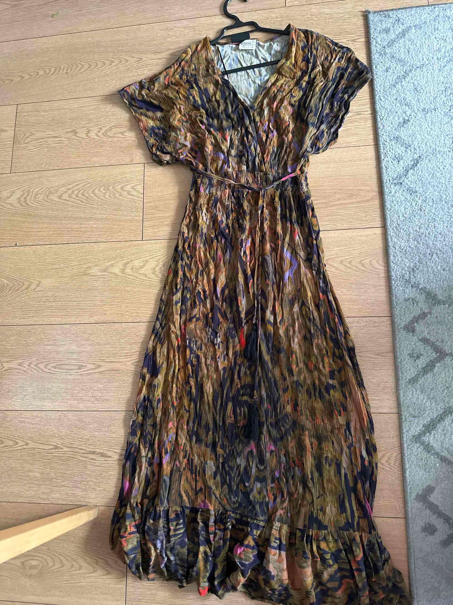 Vestido manga corta largo estampado colorido