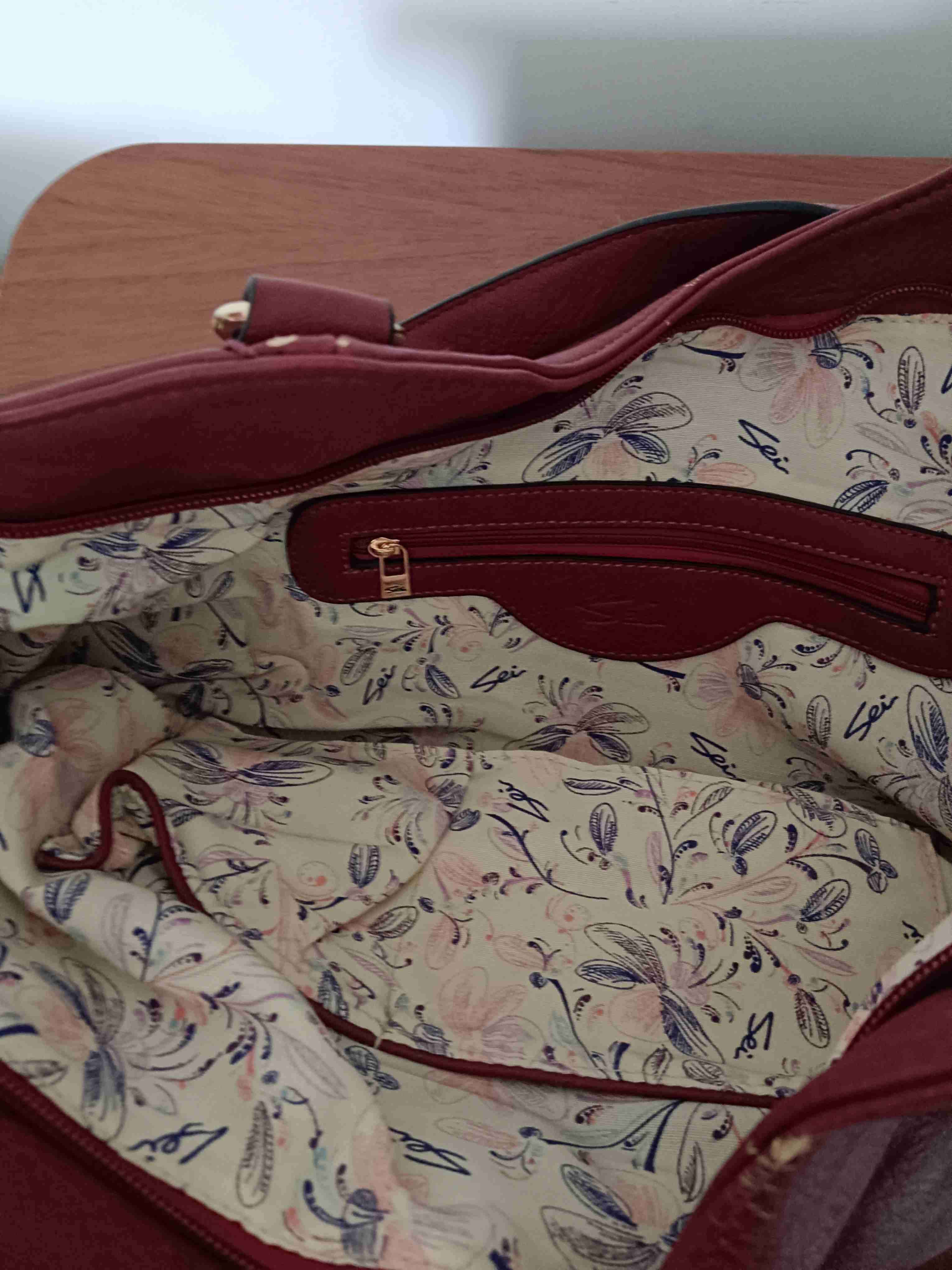 Cartera roja de cuero con correas - miniatura 3