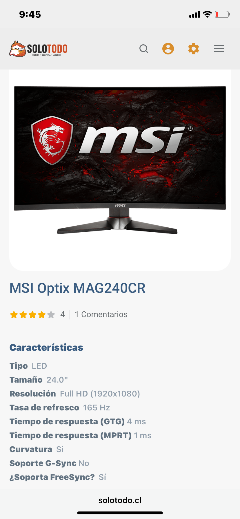 Monitor LED MSI Optix MAG240CR 165hz - miniatura 2