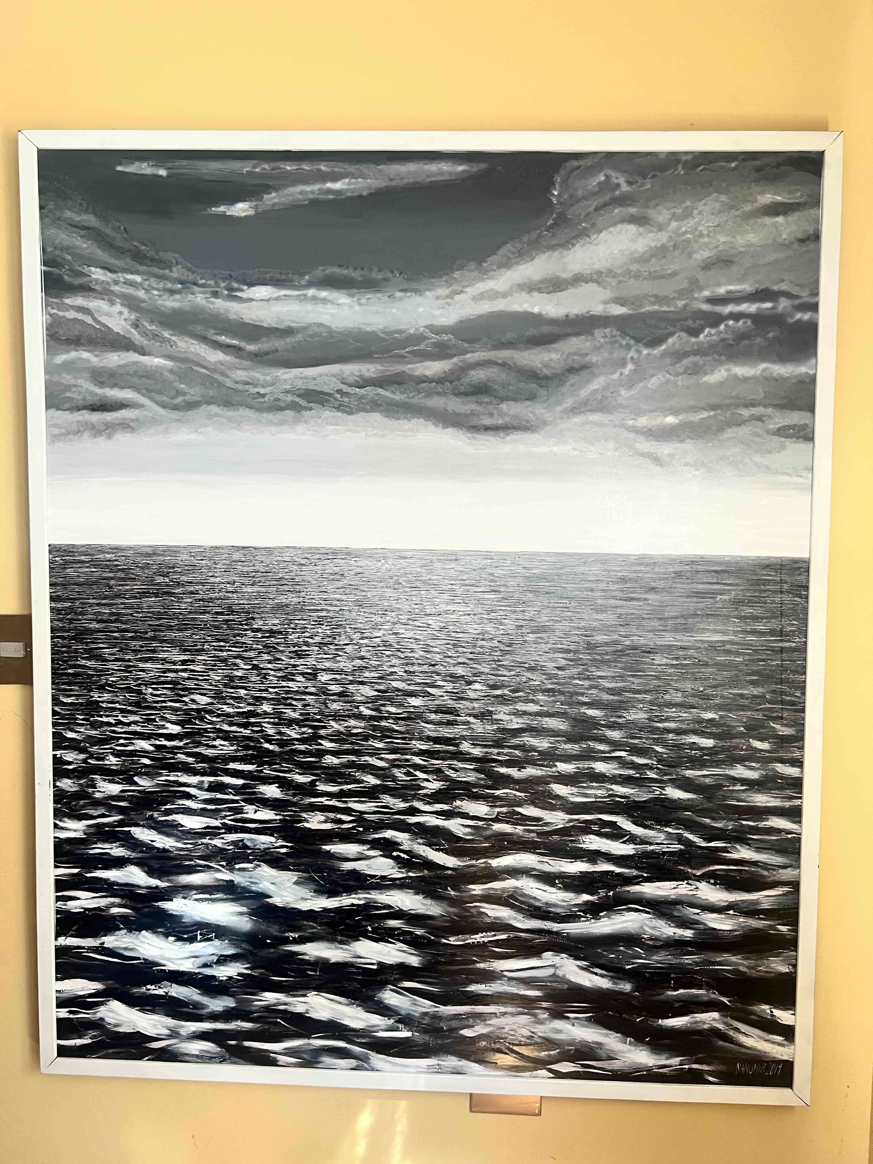 Cuadro paisaje marino blanco y negro - miniatura 1