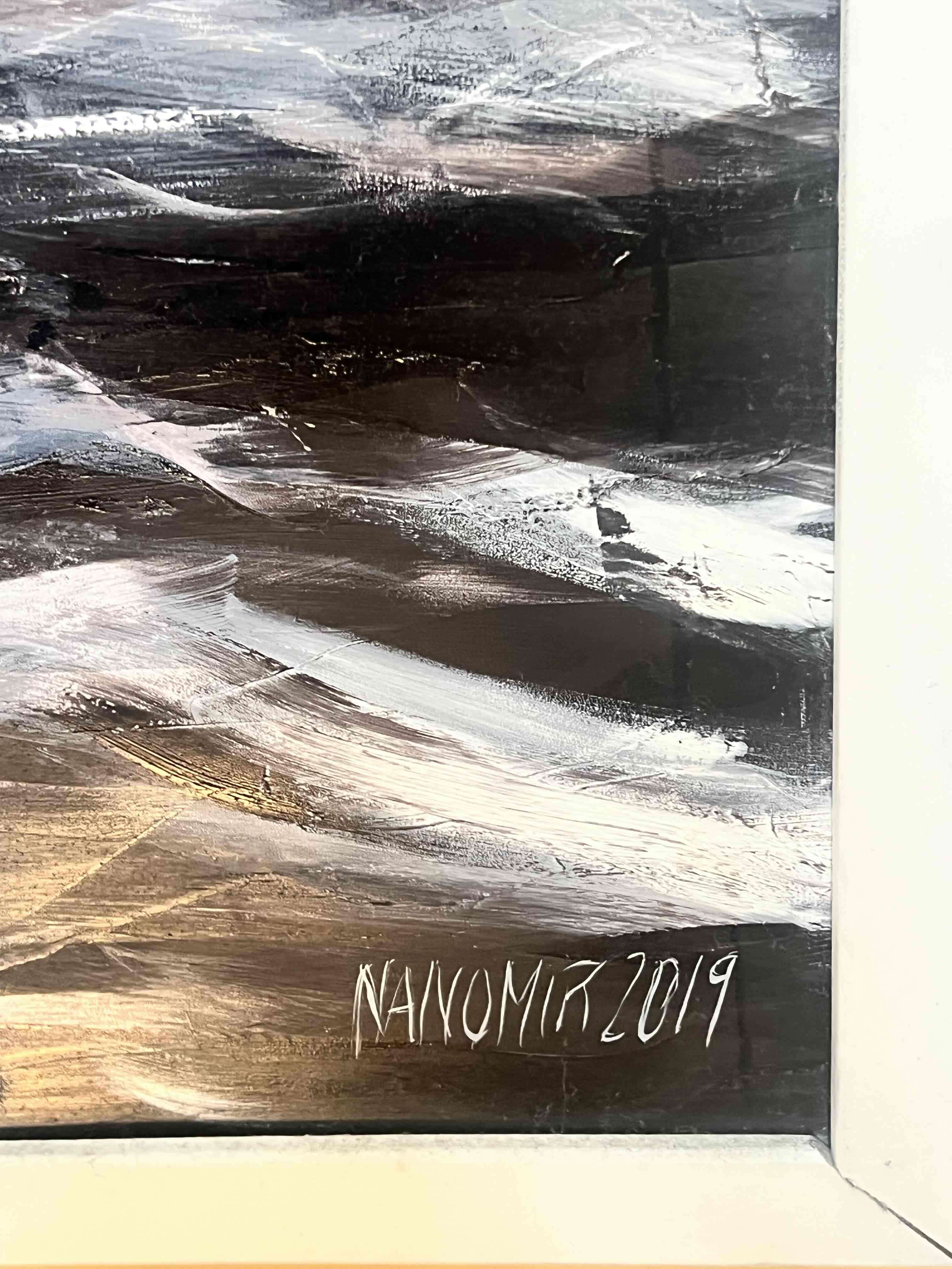 Cuadro paisaje marino blanco y negro - miniatura 2