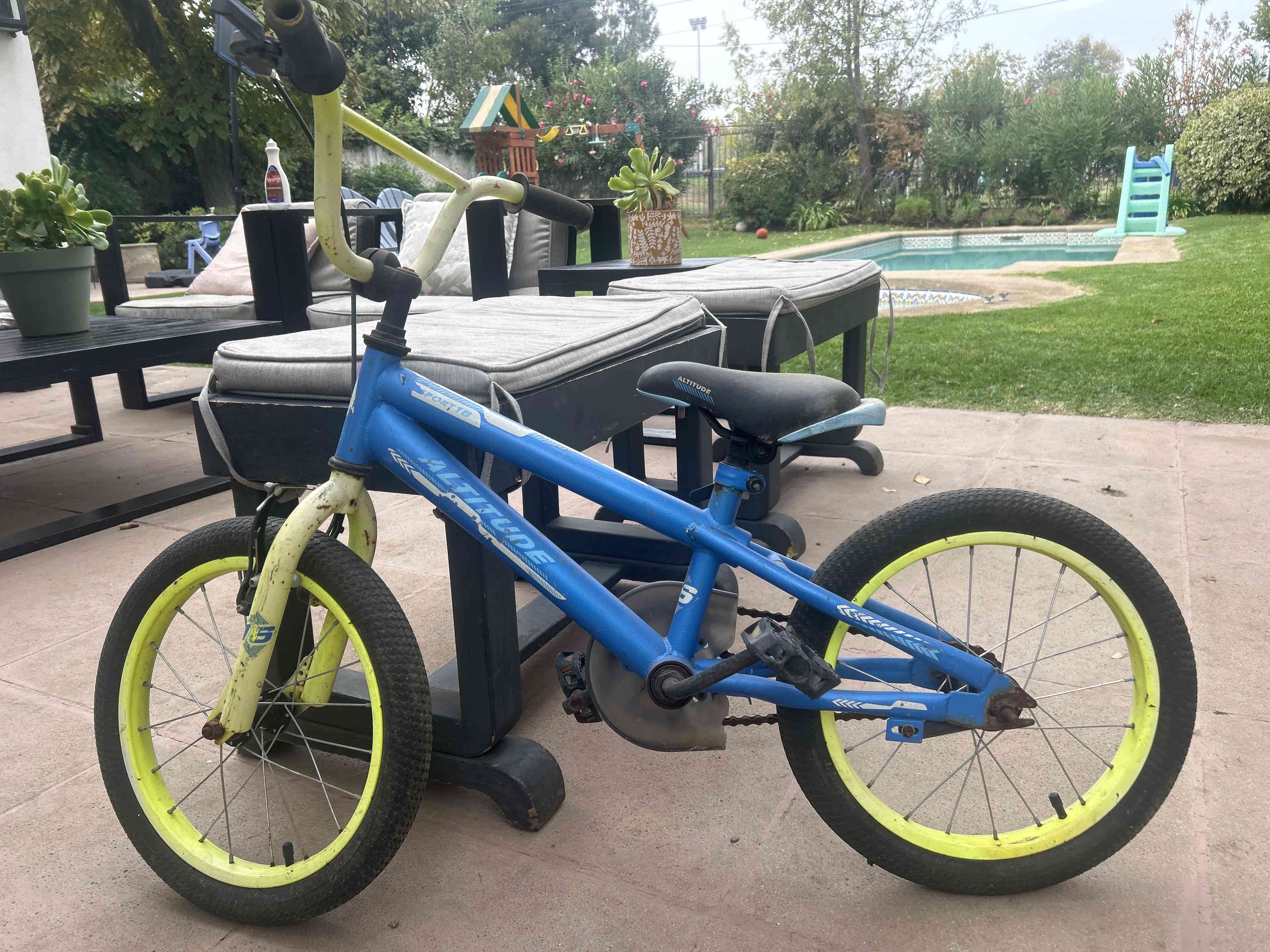 Bicicleta altitud aro 16 infantil azul y amarilla - miniatura 1