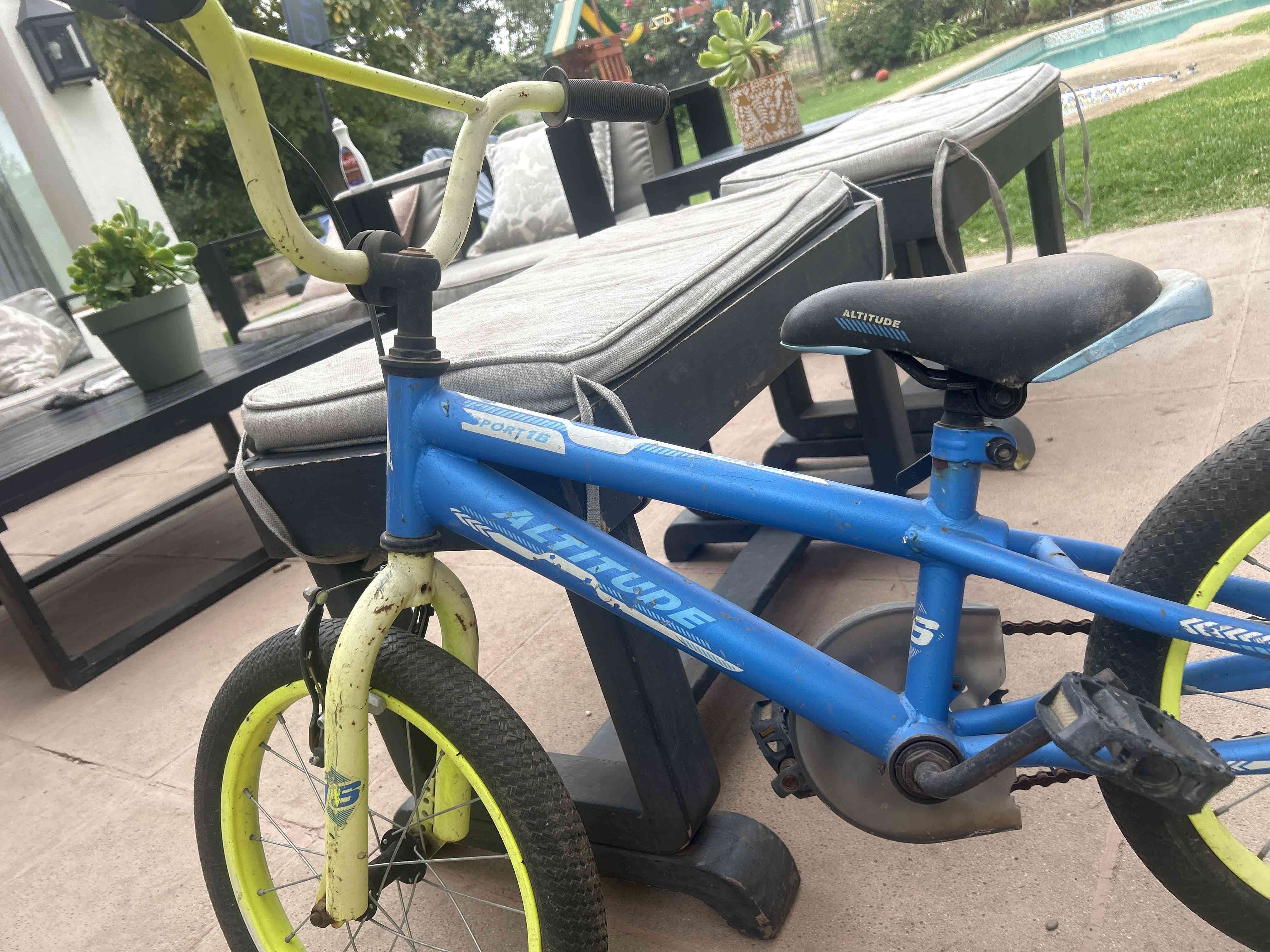 Bicicleta altitud aro 16 infantil azul y amarilla - miniatura 2