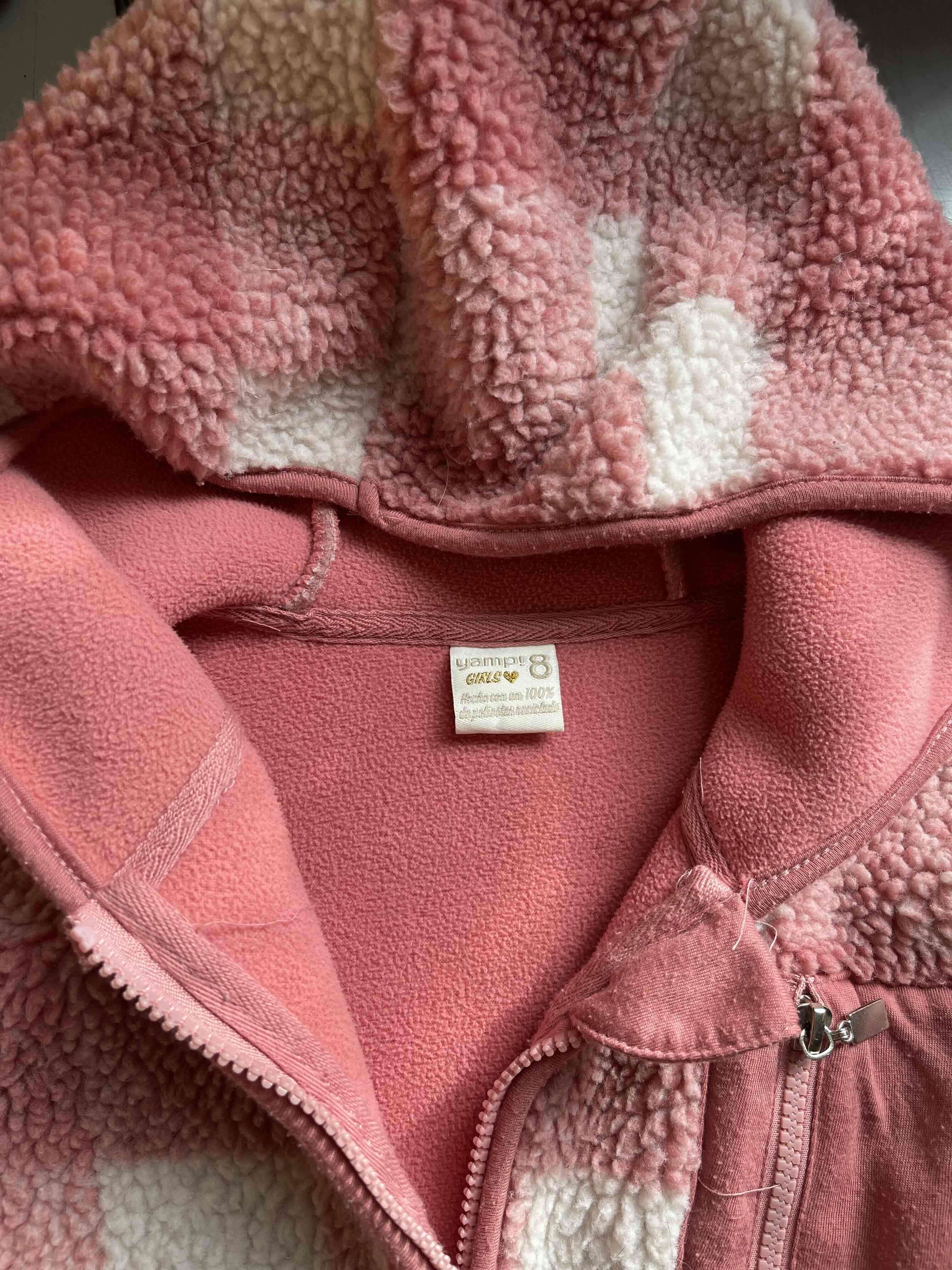Chaqueta de lana rosada a cuadros - miniatura 2