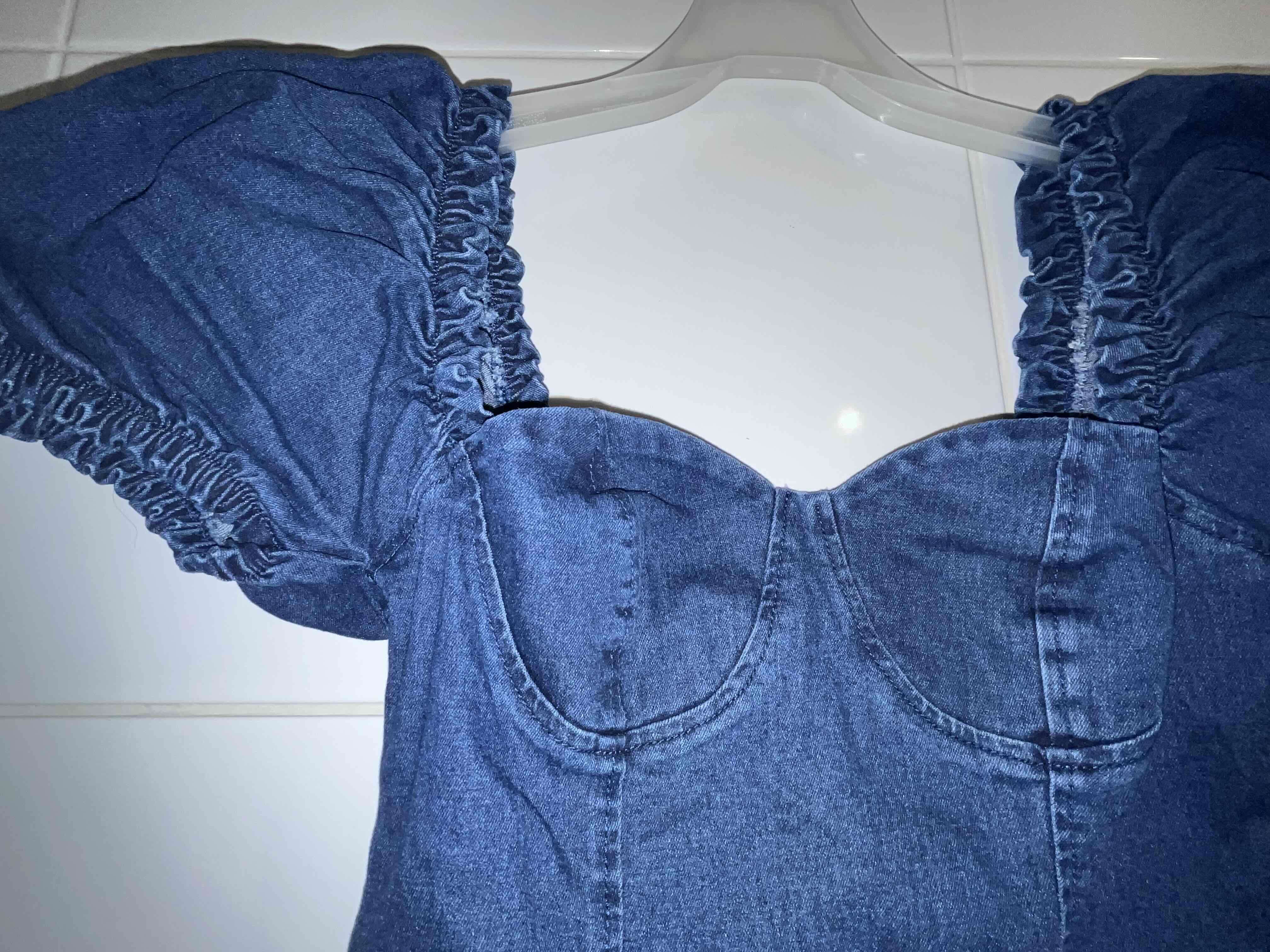 Vestido de mezclilla con mangas abullonadas - miniatura 3