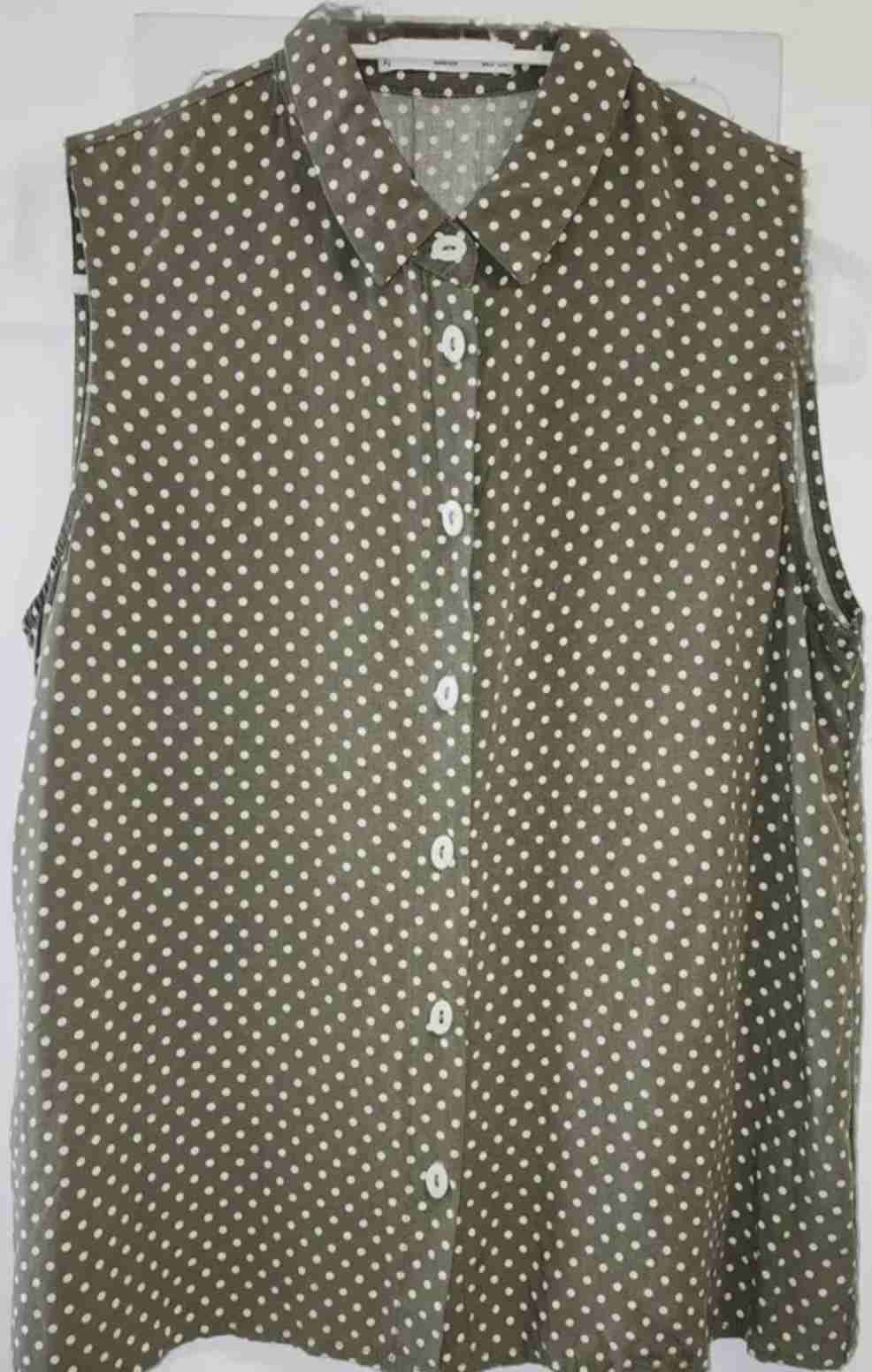Camisa sin Mangas con Lunares Color Caqui, Mango - miniatura 5