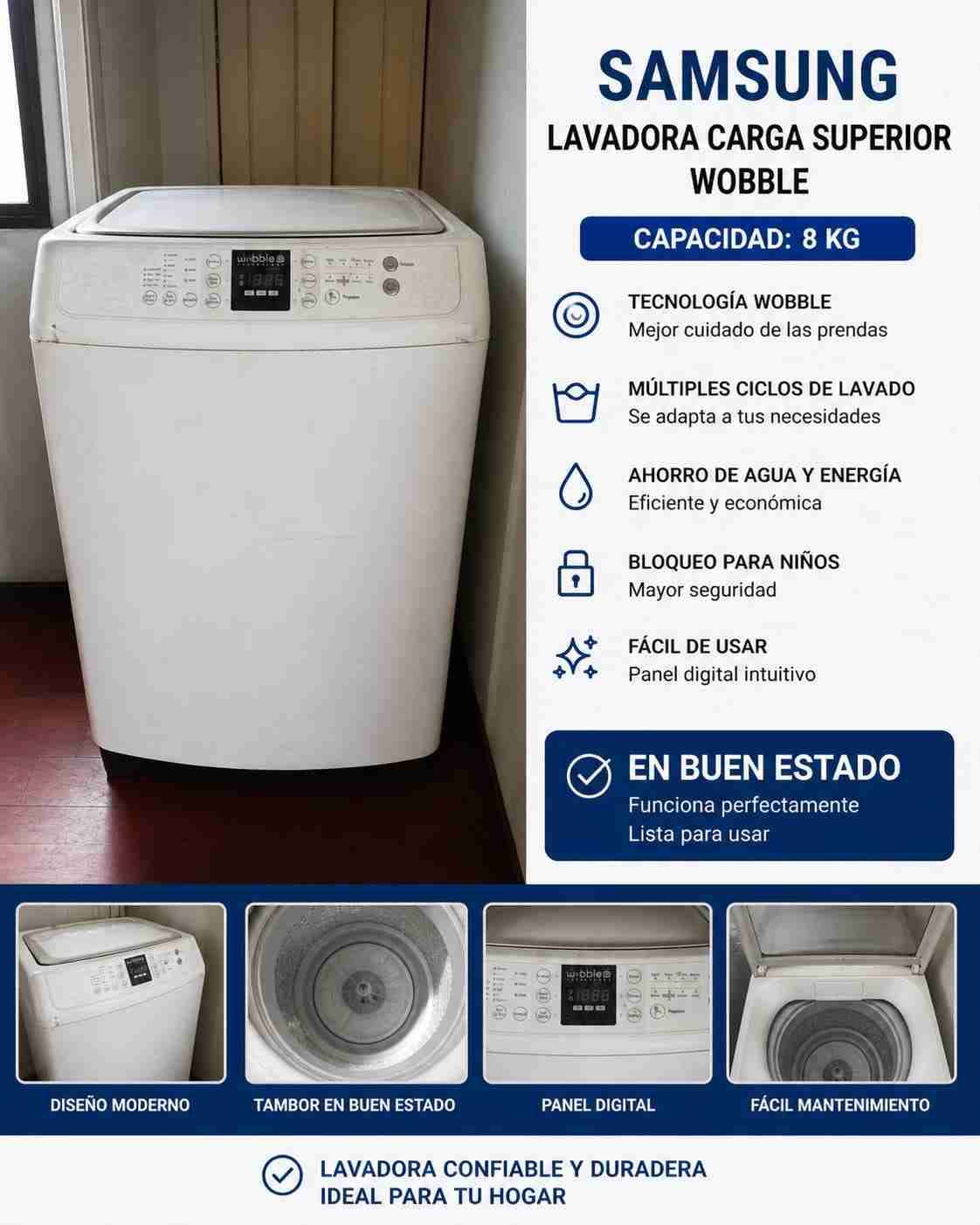 Lavadora Samsung carga superior 8kg