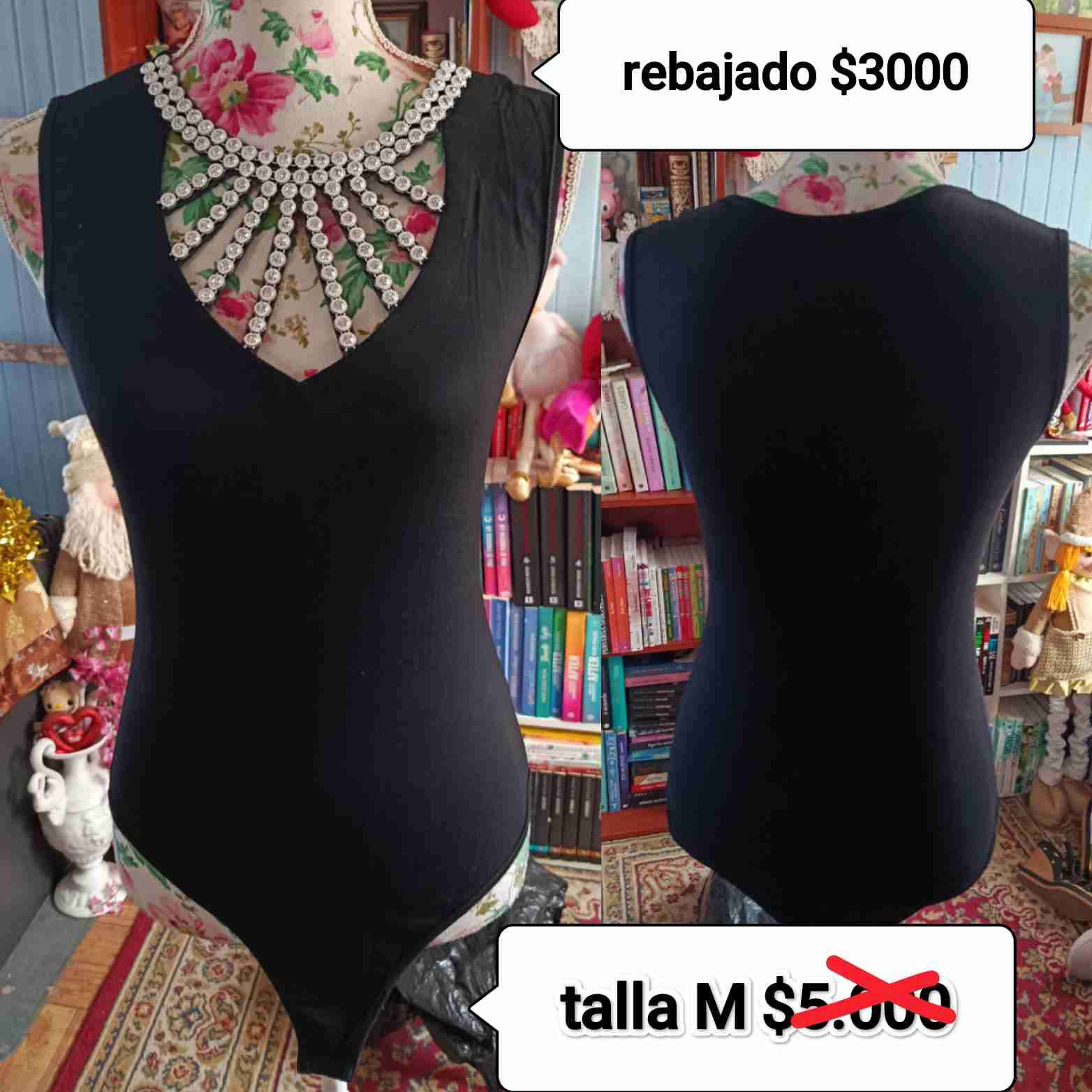 Body negro con pedrería