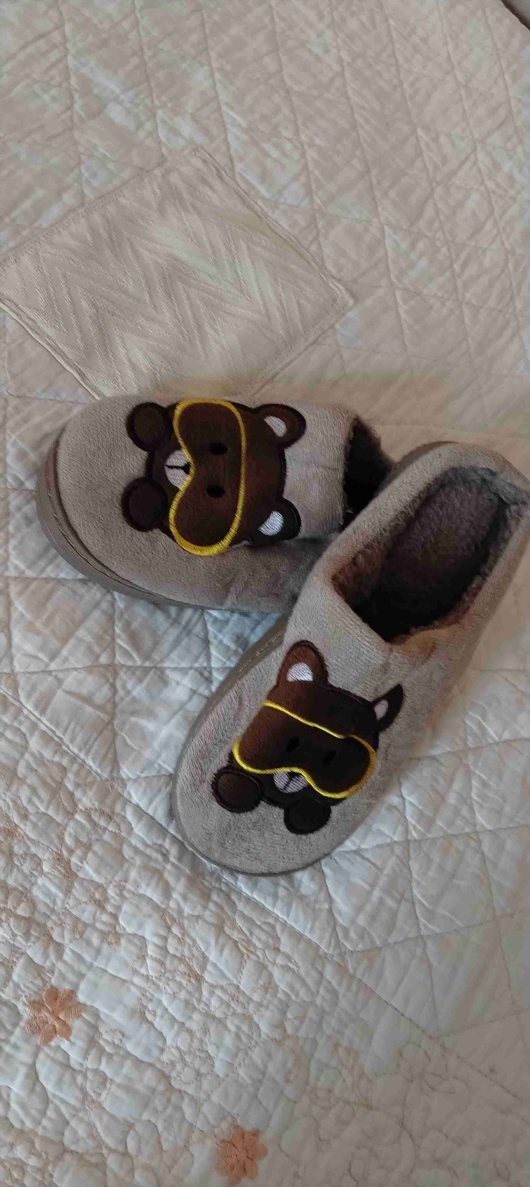 Pantuflas de felpa con diseño de oso - miniatura 1