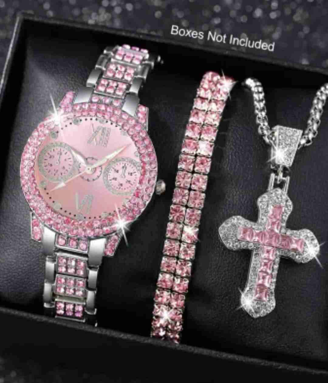 Set de Reloj, Pulsera y Collar Rosado - miniatura 1