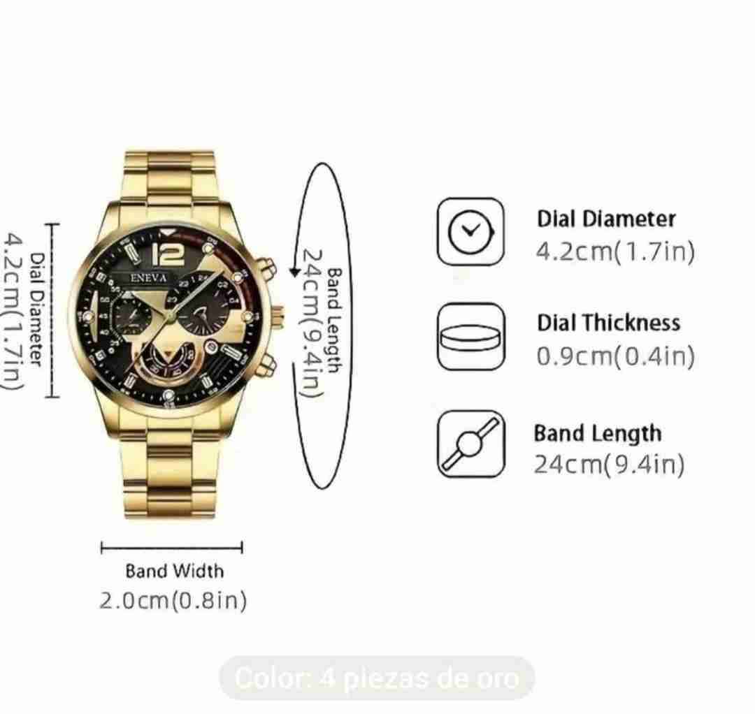 Set de reloj y joyas doradas - miniatura 4