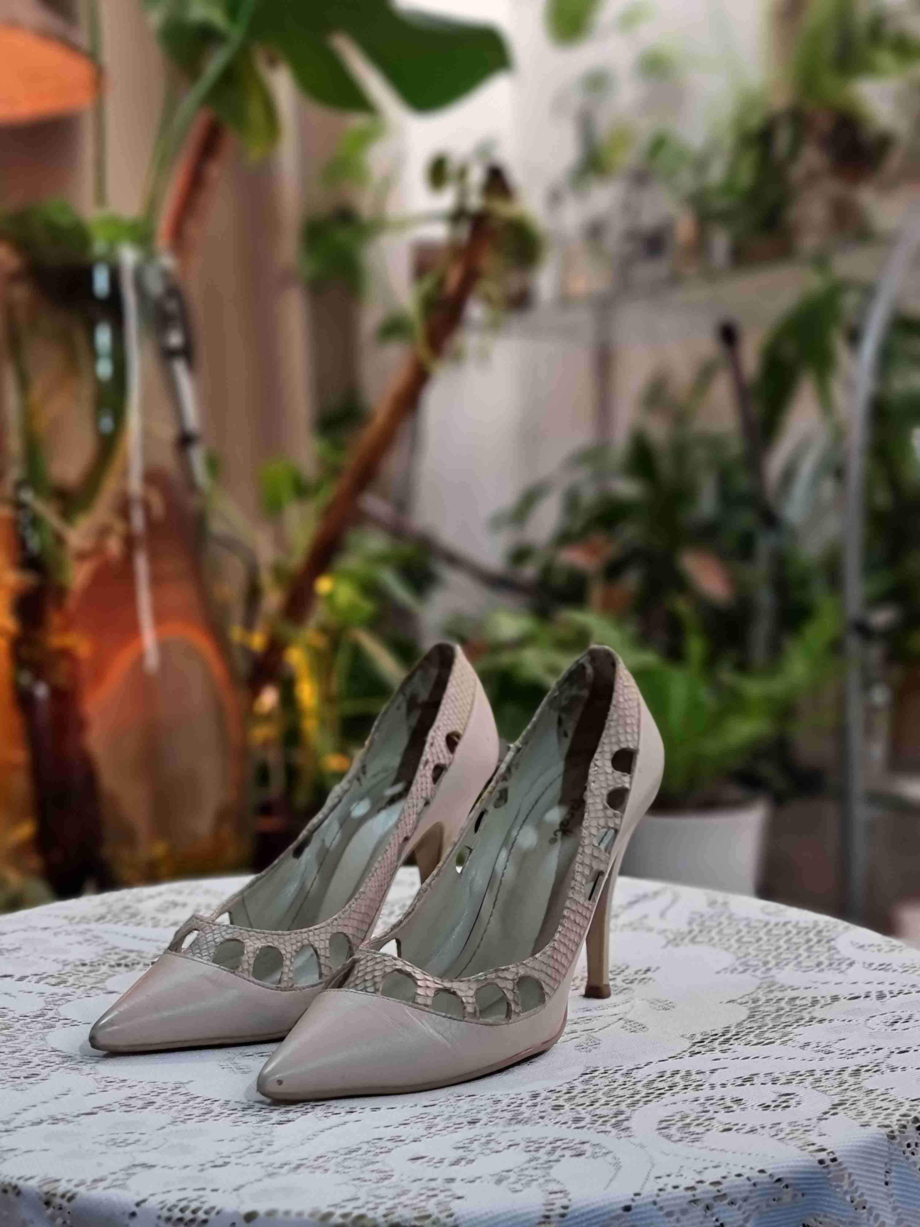 Zapatos cuero tacón beige elegantes Gacel - miniatura 3