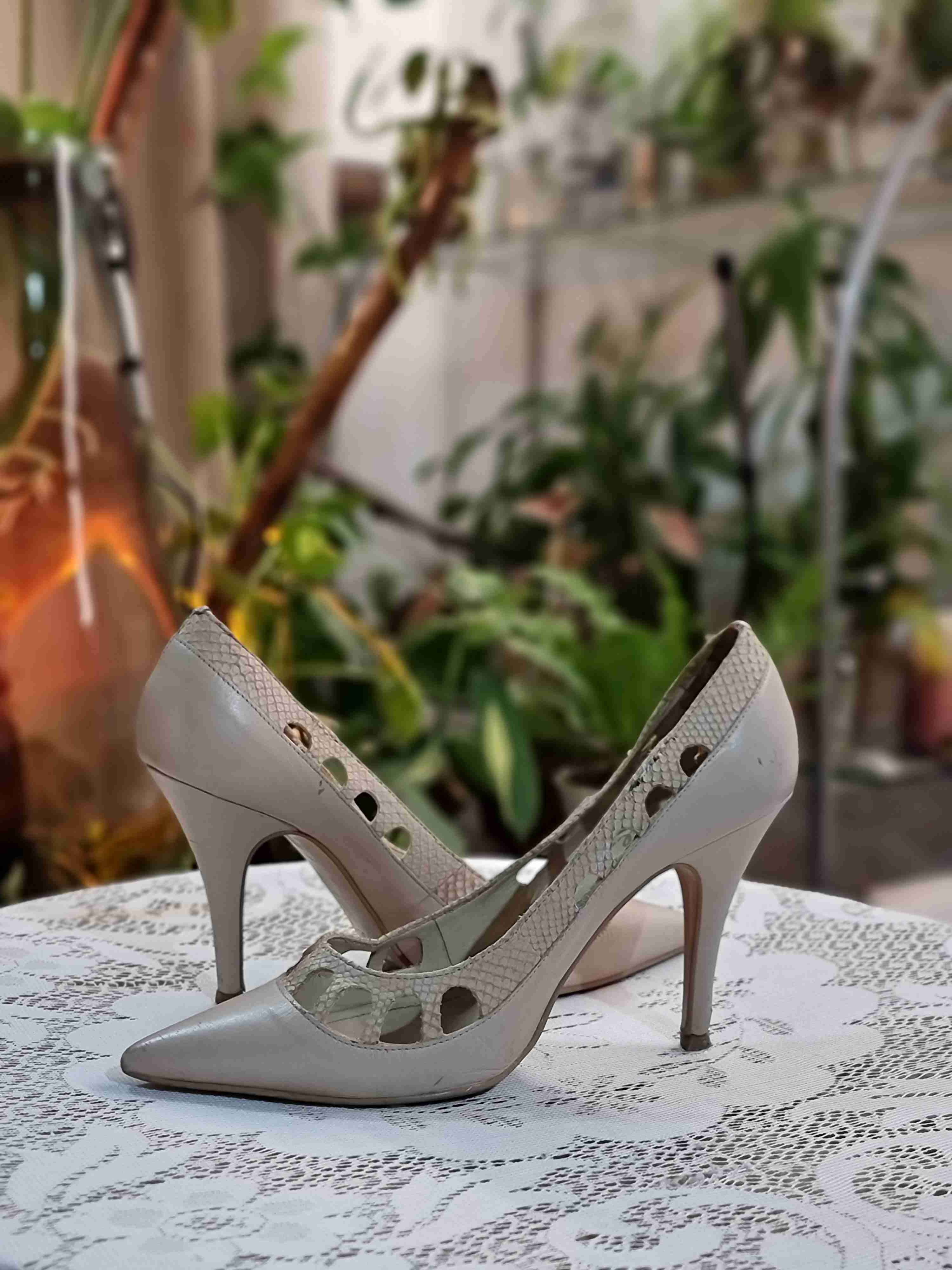 Zapatos cuero tacón beige elegantes Gacel - miniatura 4