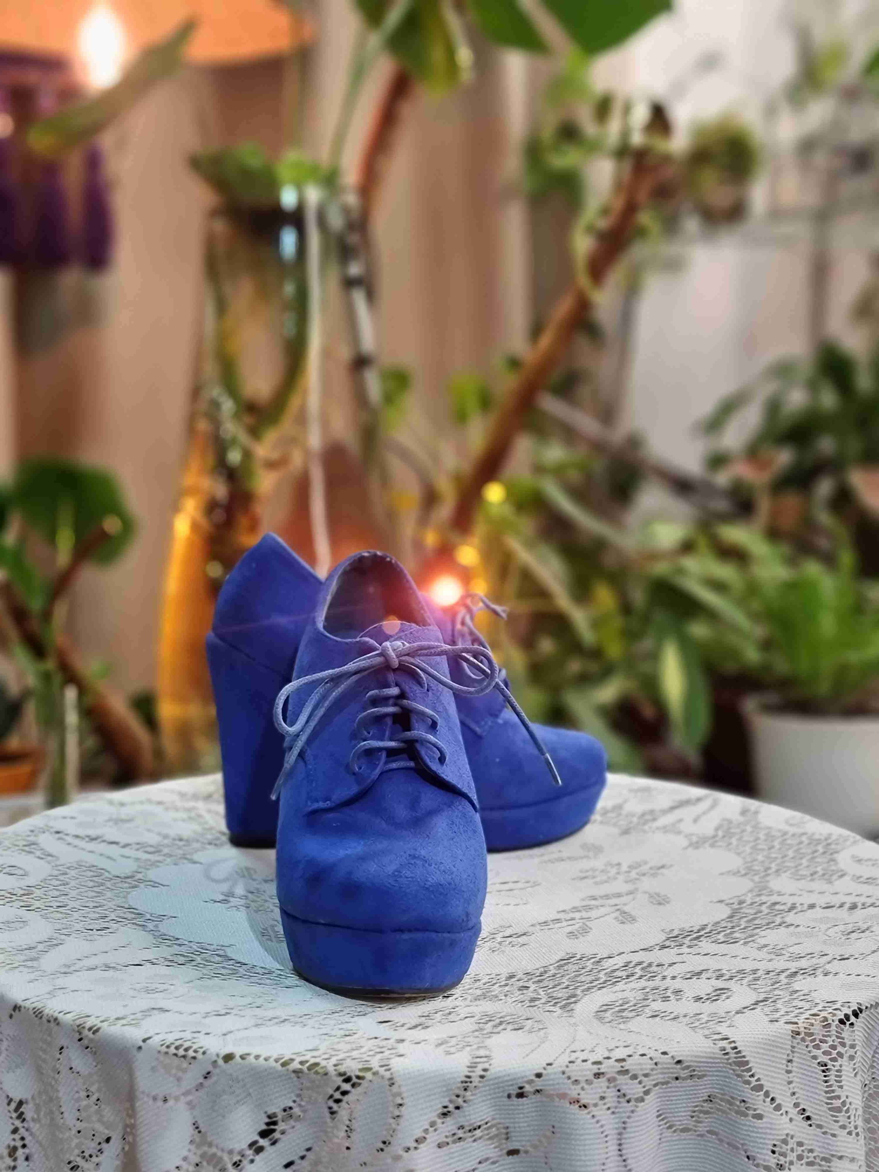Zapatos plataforma azul mujer - miniatura 1