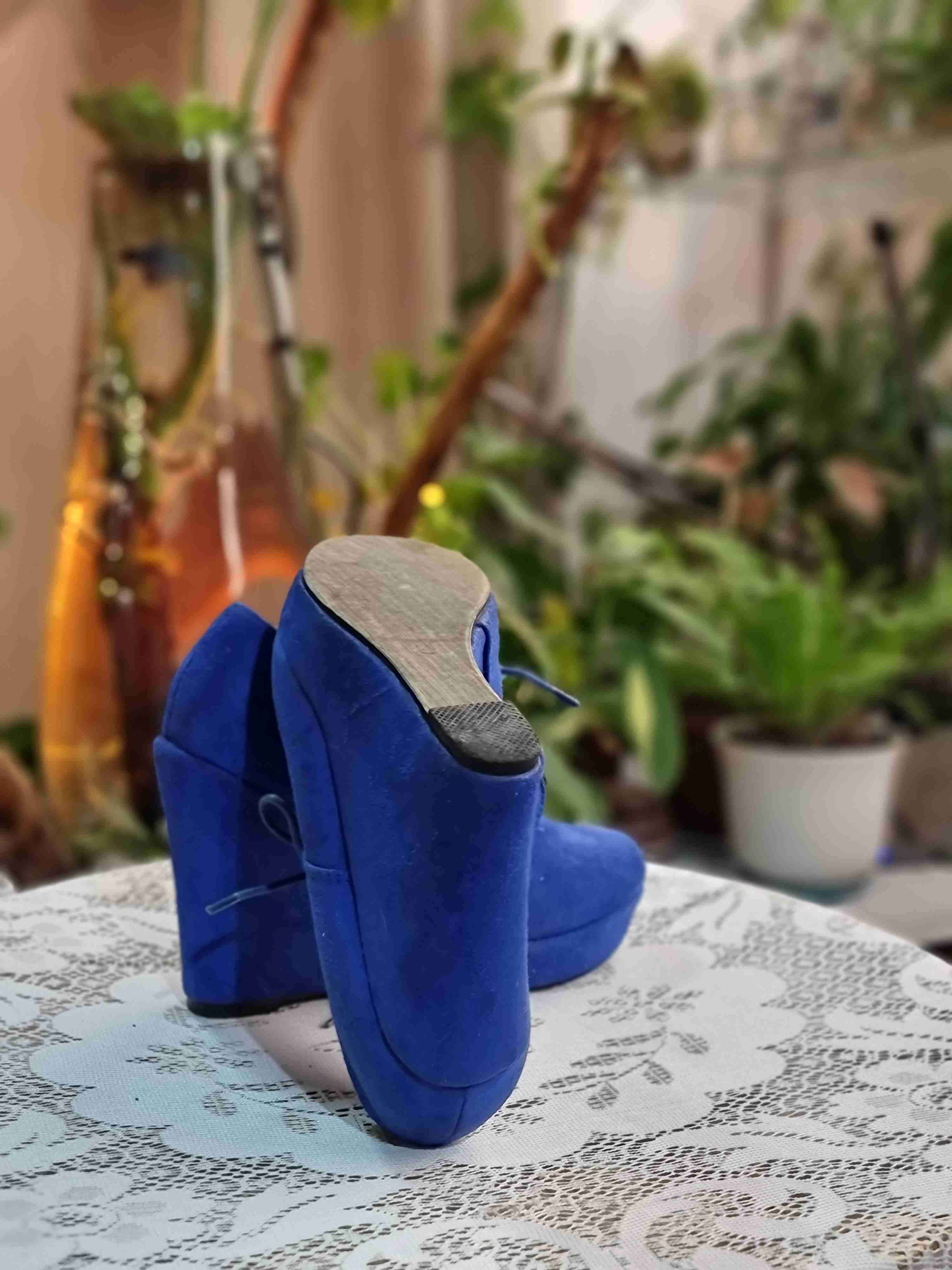 Zapatos plataforma azul mujer - miniatura 2