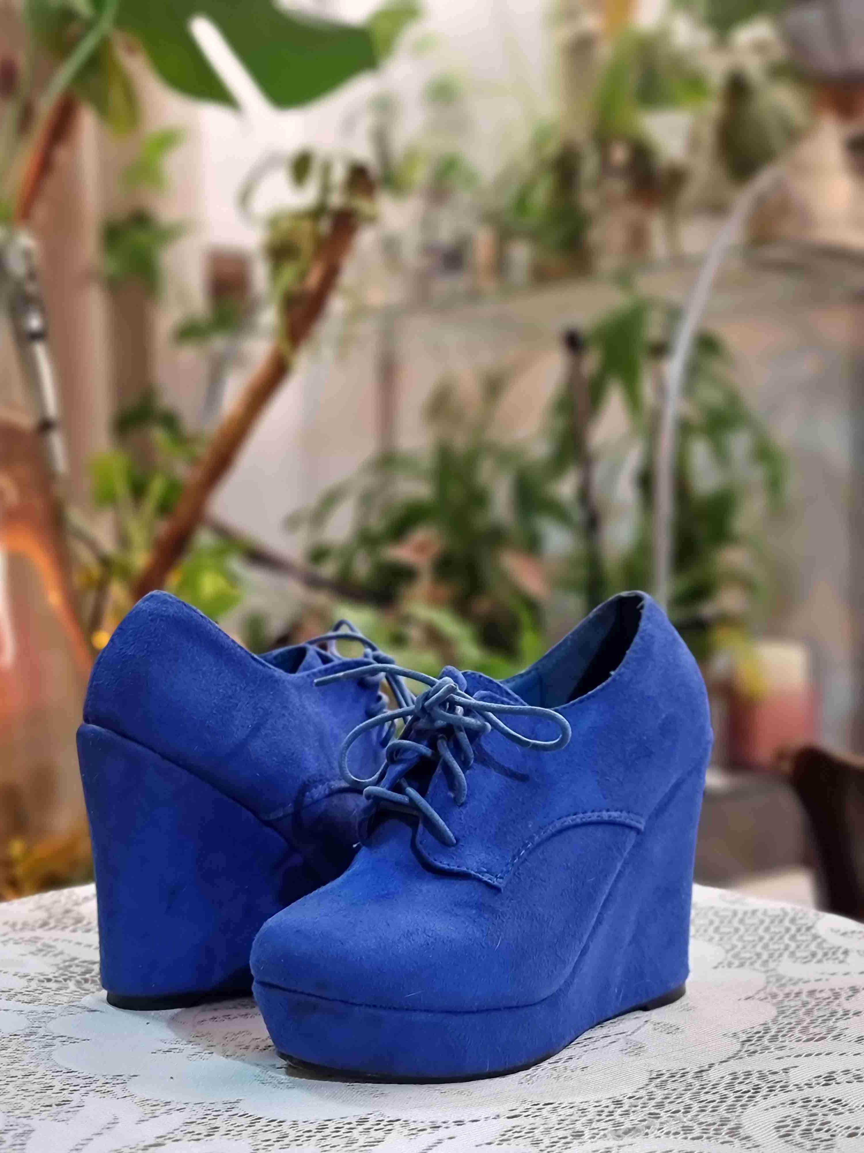 Zapatos plataforma azul mujer - miniatura 4
