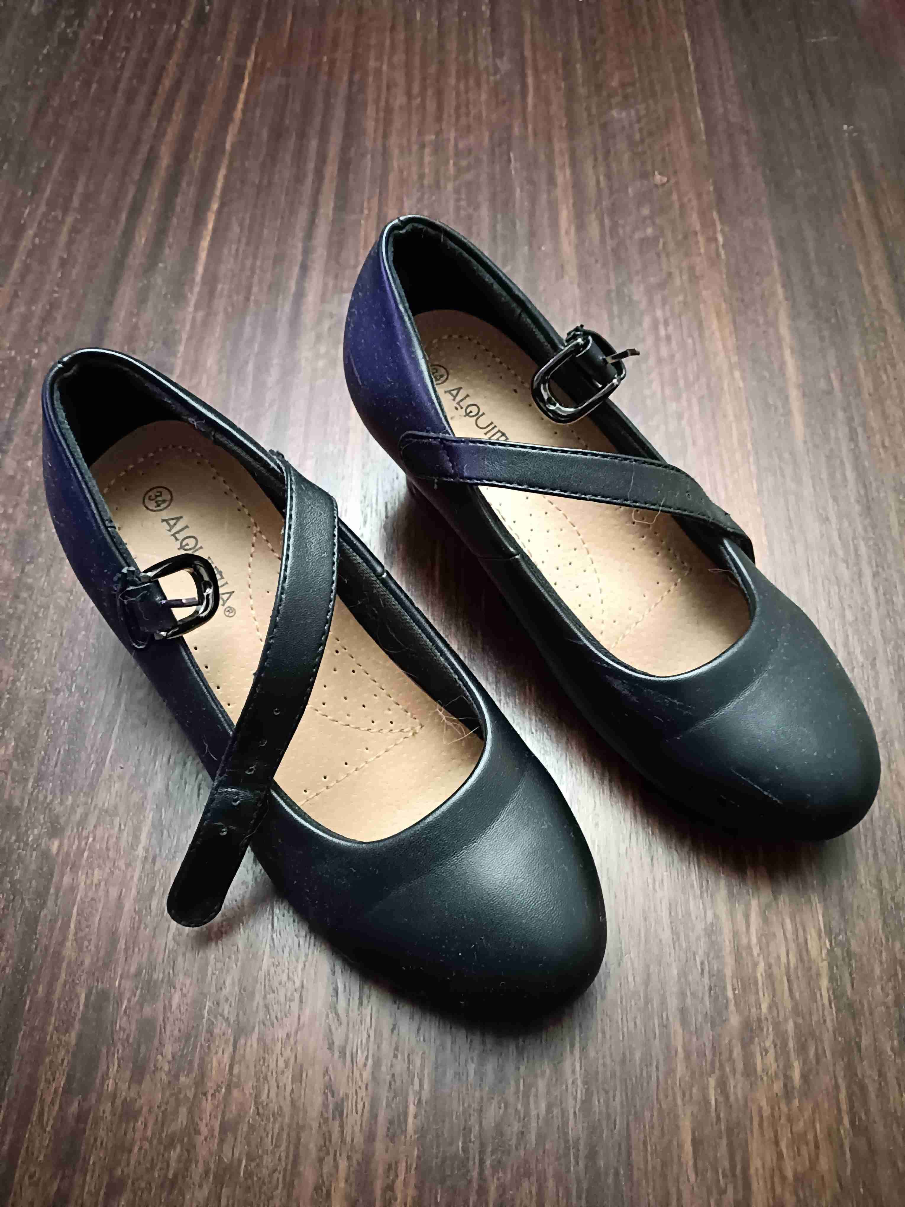 Zapatos planos negros con hebilla de cueca - miniatura 1