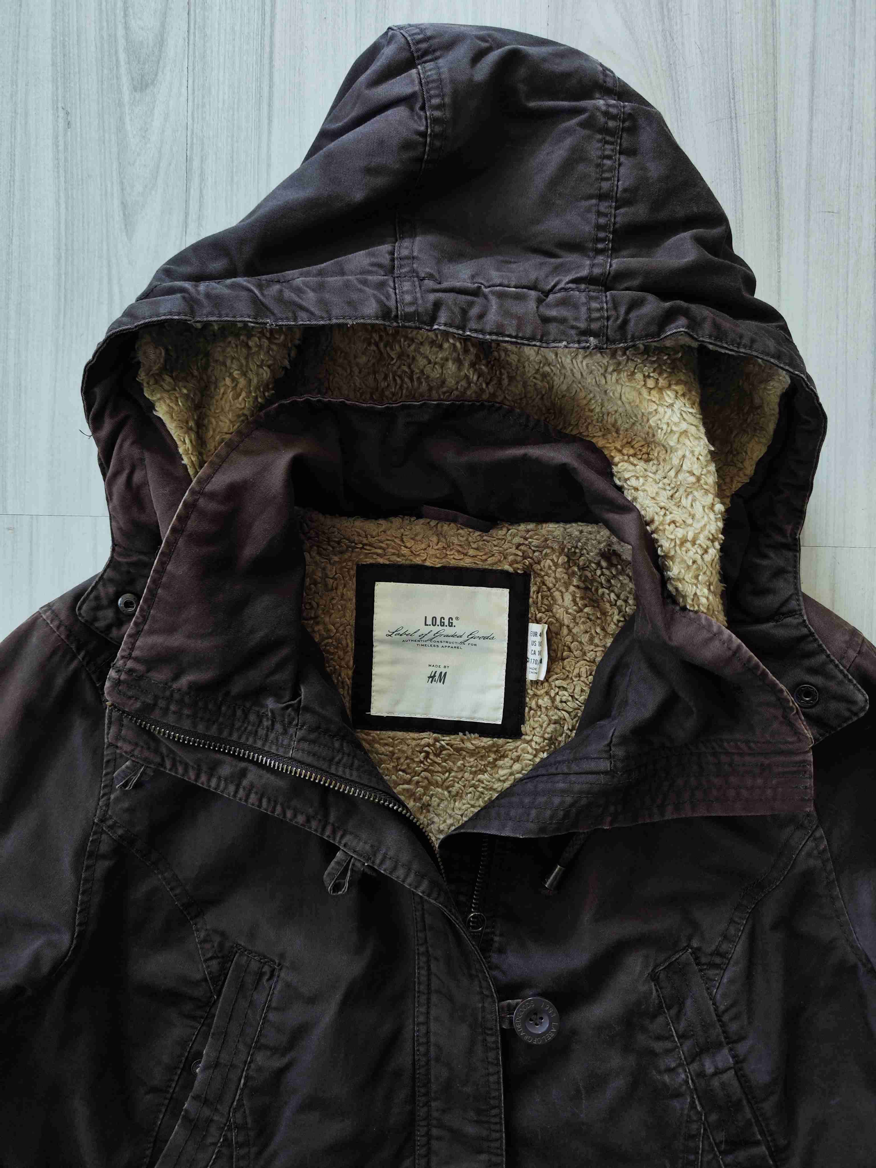 Chaqueta Mujer H&M Chiporro Café Gorro Talla M - miniatura 3