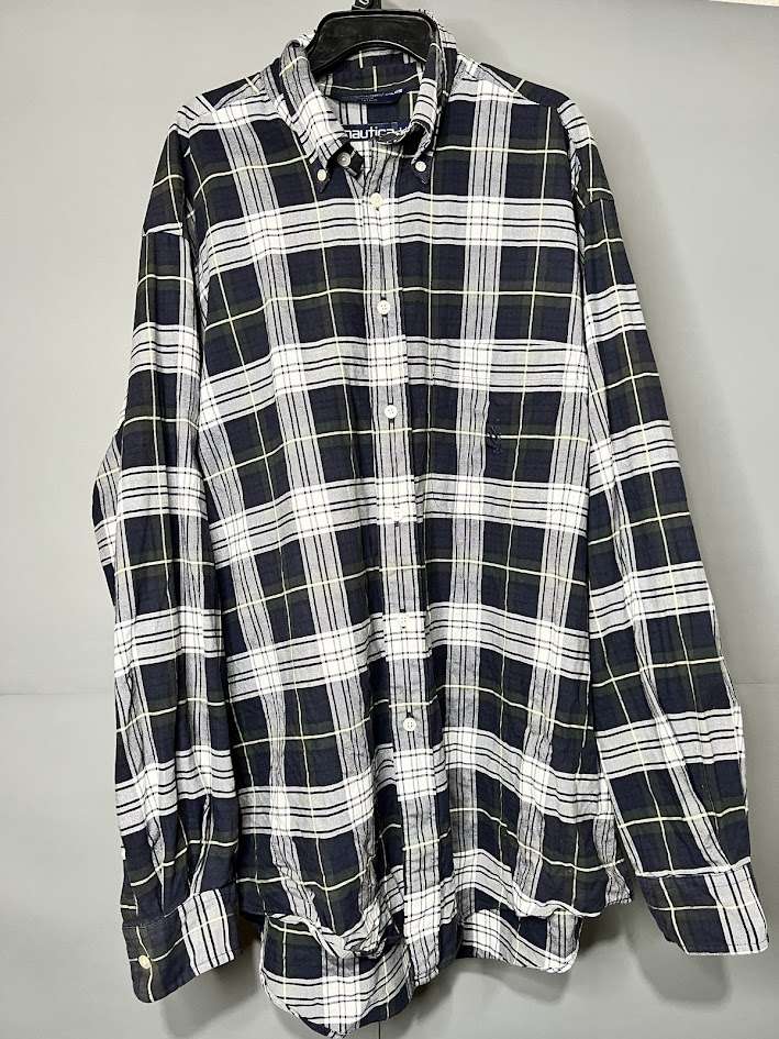 Camisa a cuadros azul y blanco Nautica Talla L - miniatura 2