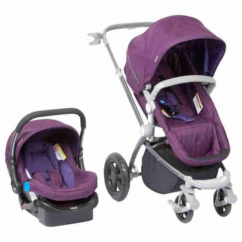 Coche de bebé morado con silla