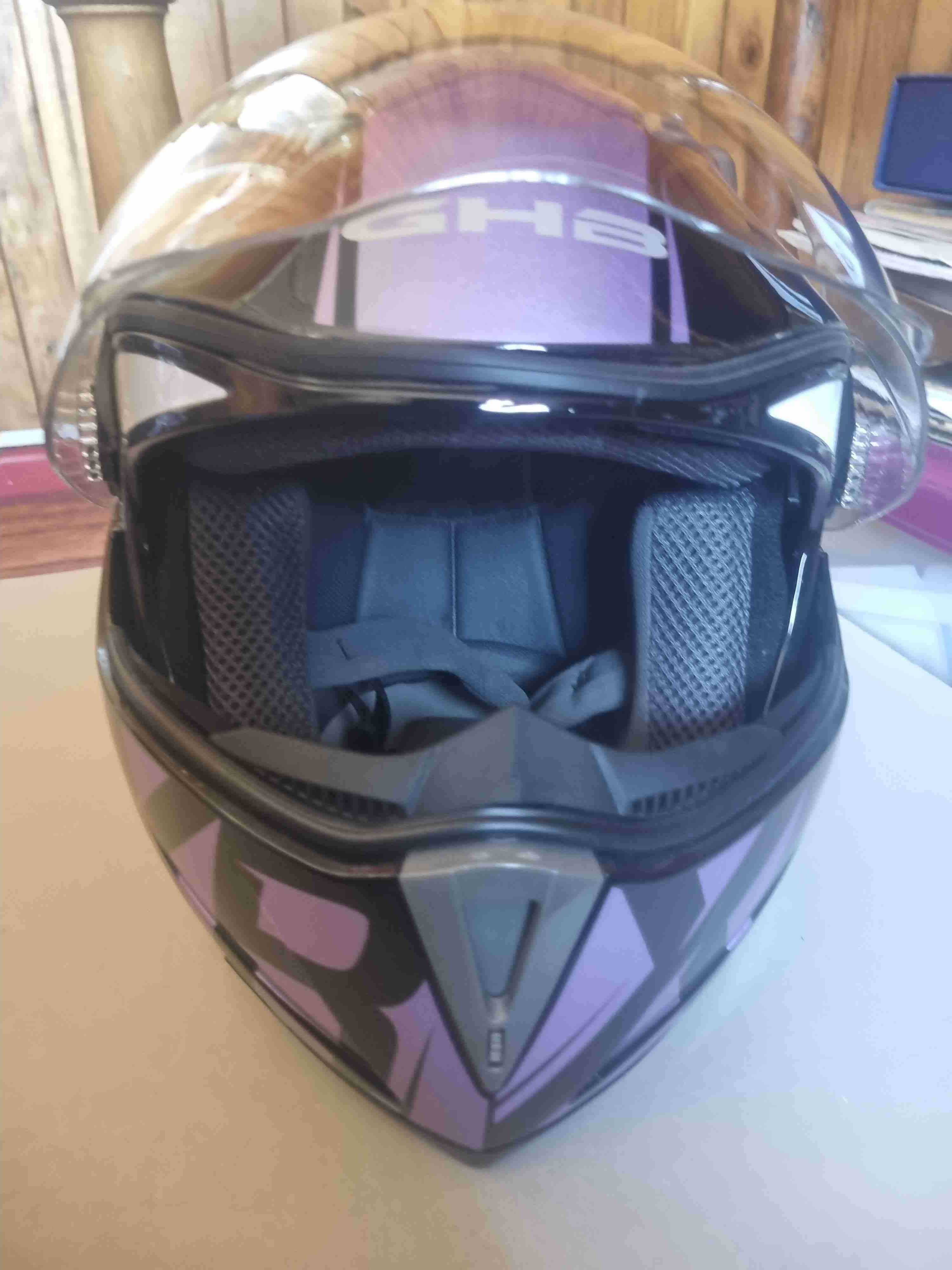 Casco de moto GHA morado talla s - miniatura 3