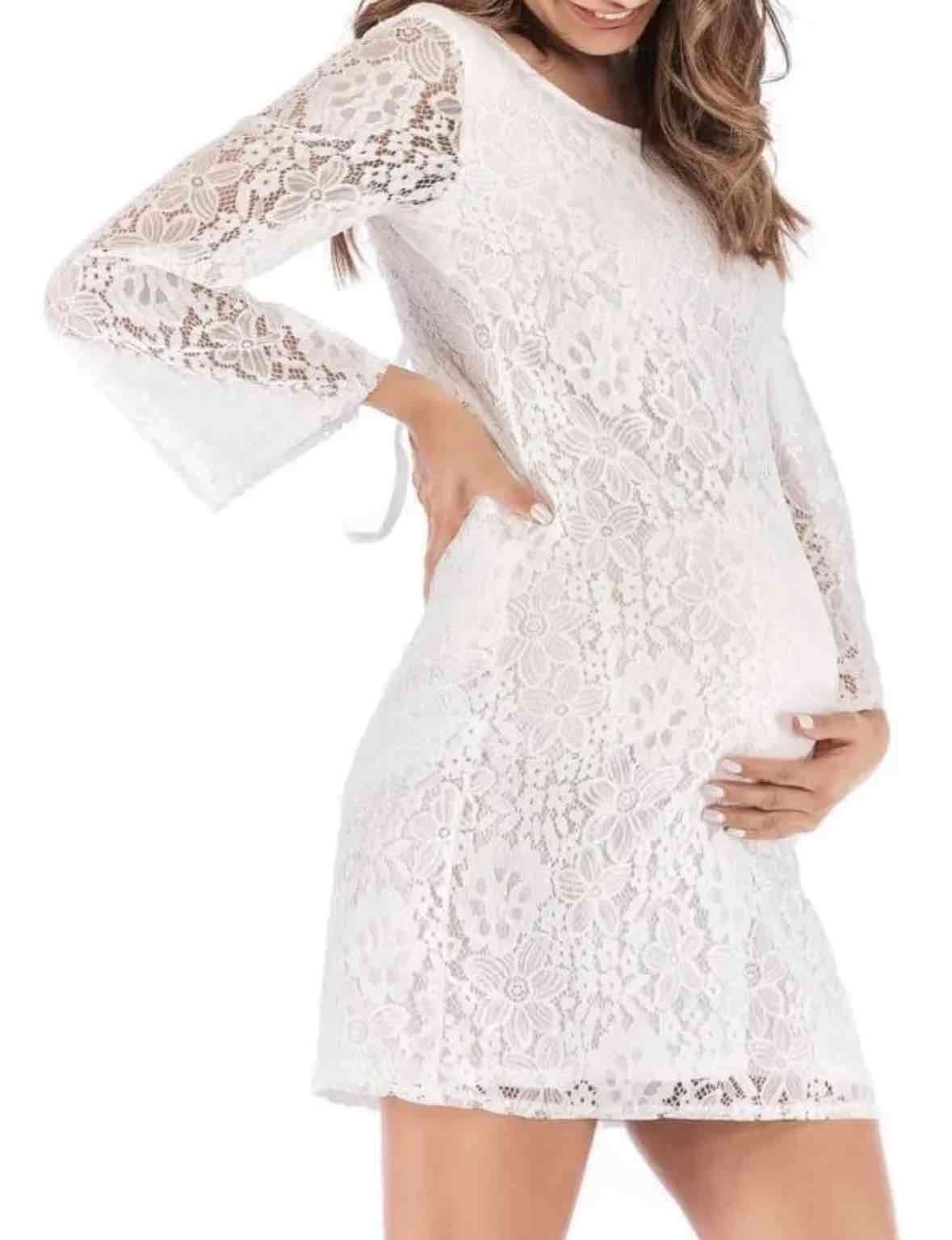 Vestido de novia encaje para embarazo - miniatura 2