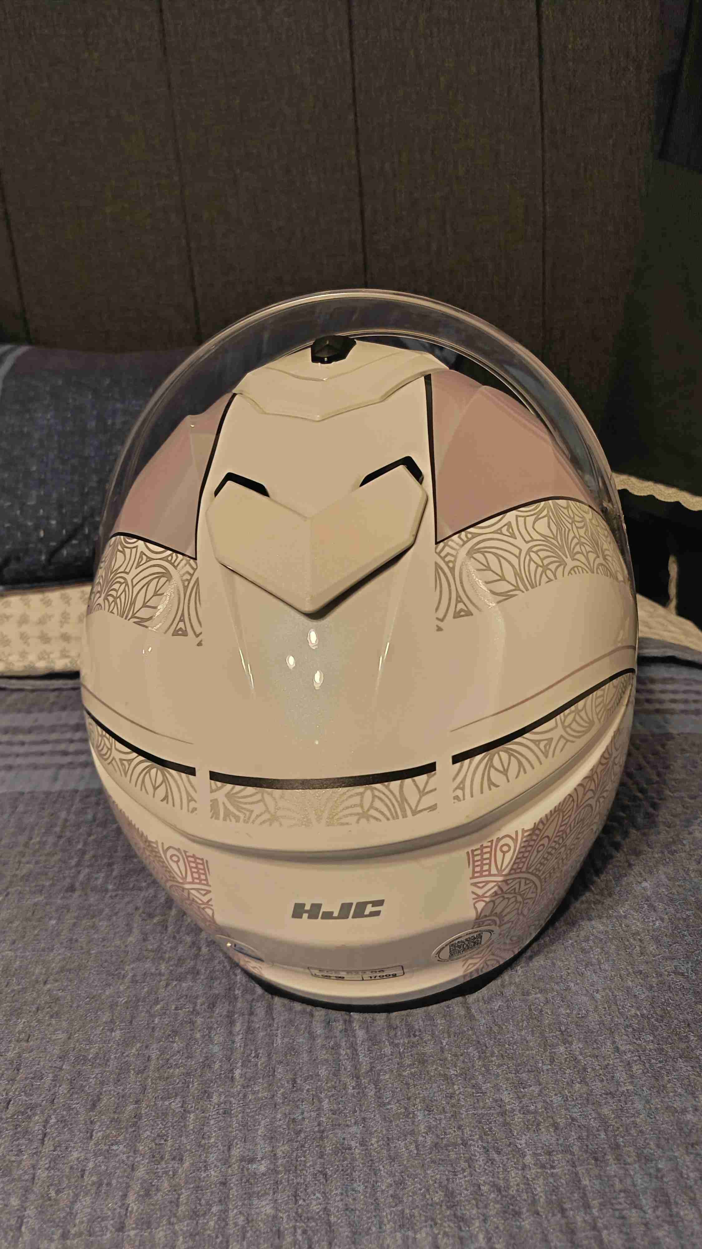 Casco de moto HJC blanco y rosa - miniatura 4