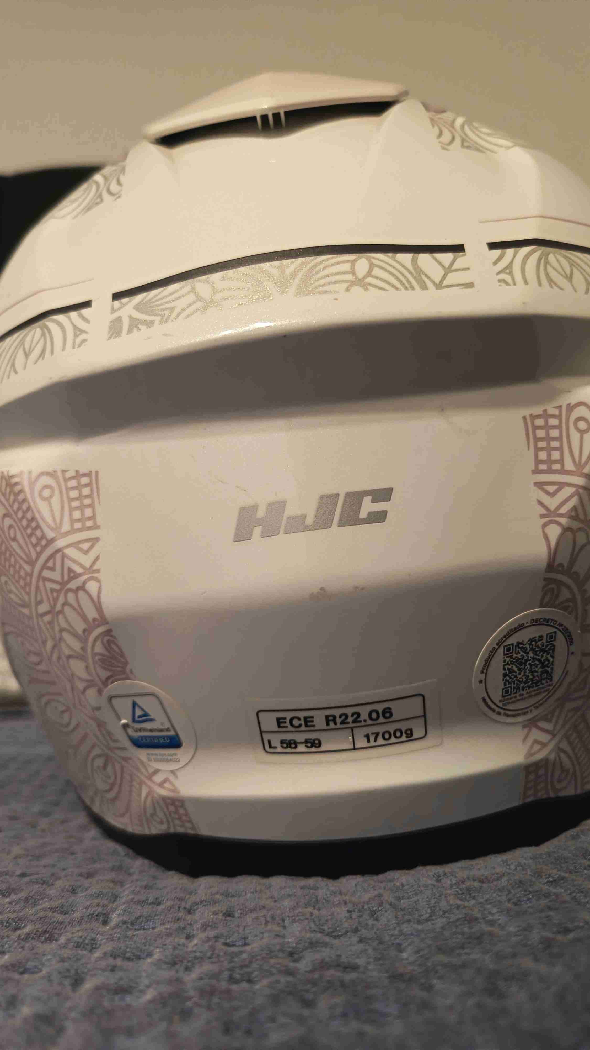 Casco de moto HJC blanco y rosa - miniatura 5