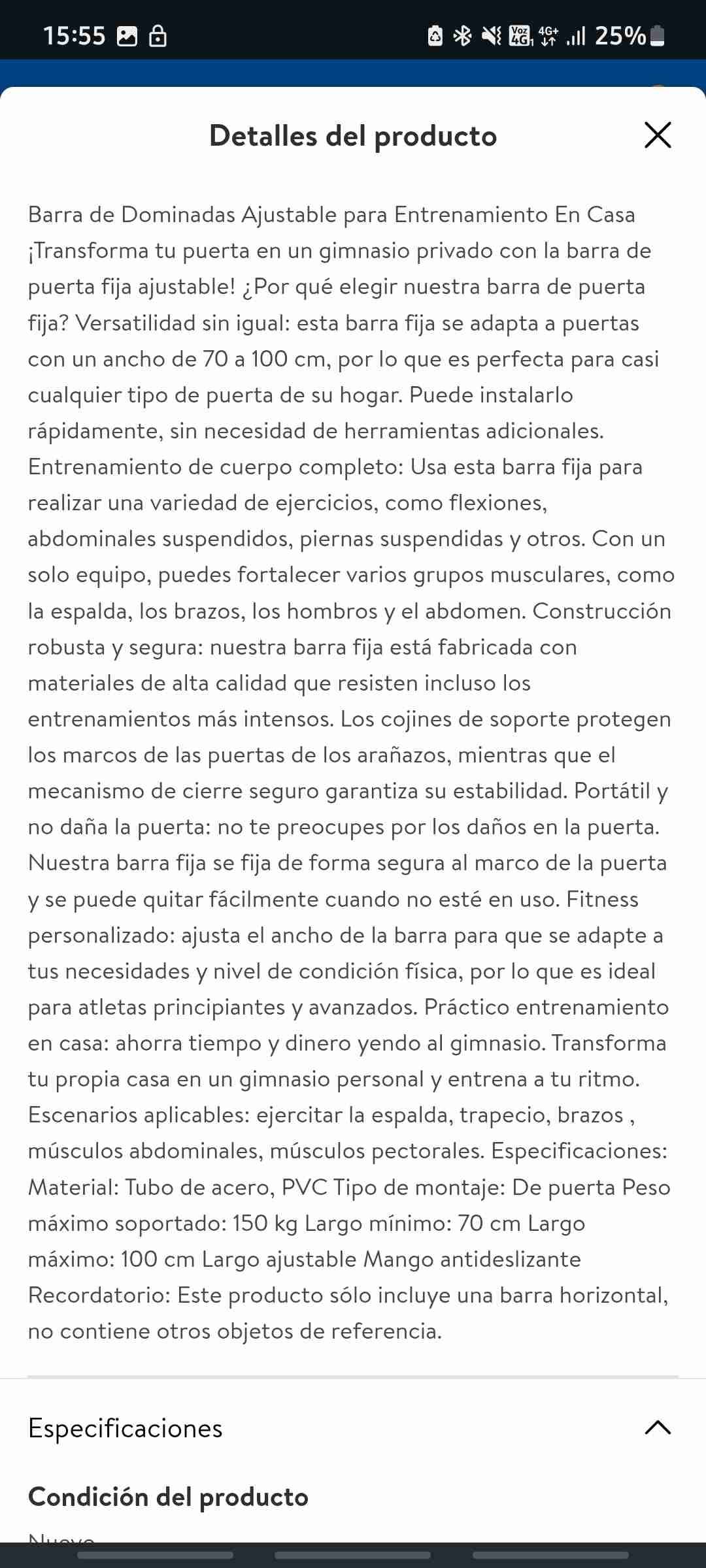 Barra ajustable para ejercicio - miniatura 4