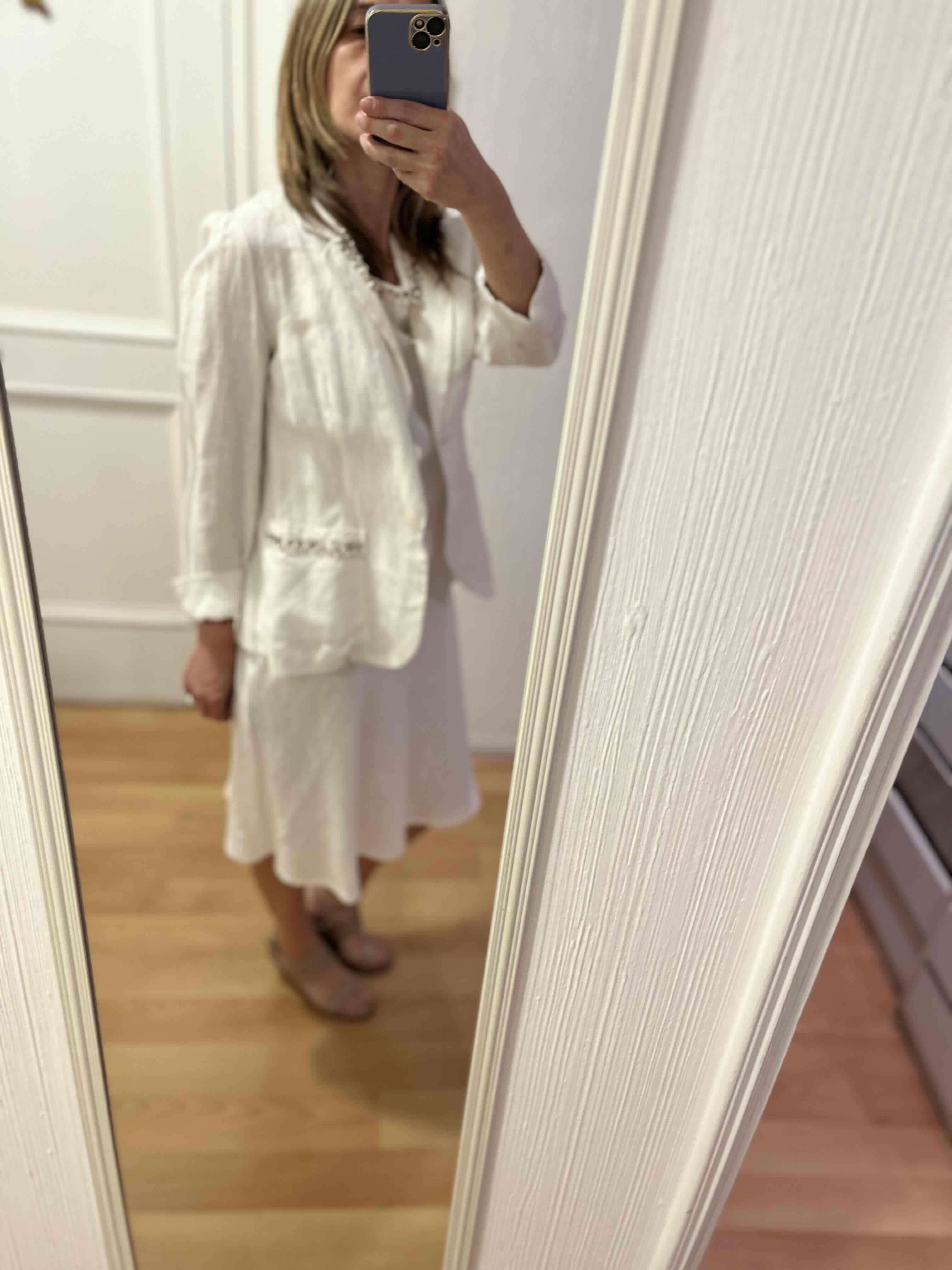 Traje elegante de lino blanco Privilege - miniatura 2