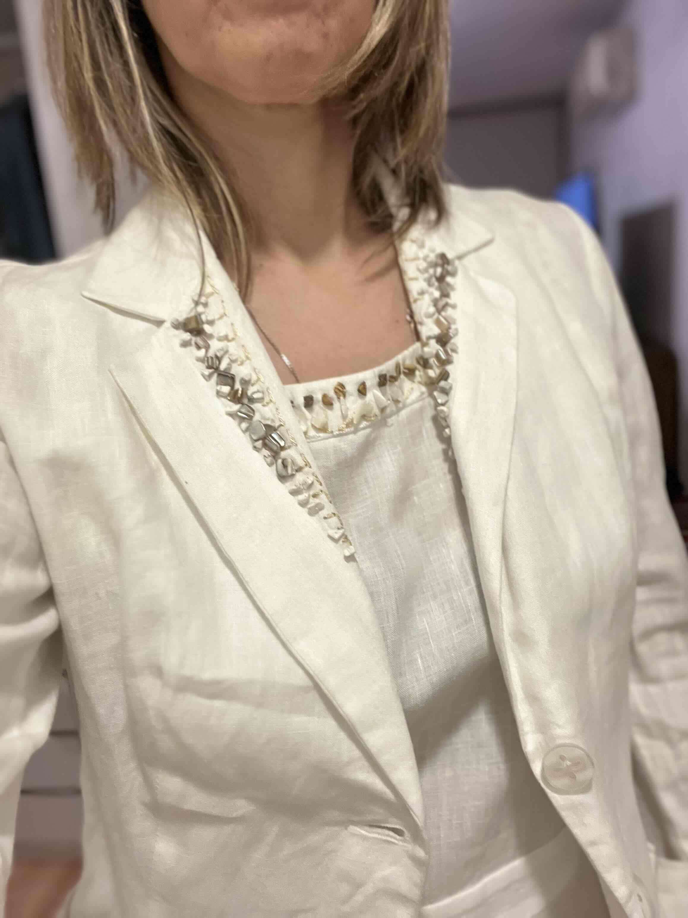 Traje elegante de lino blanco Privilege - miniatura 3