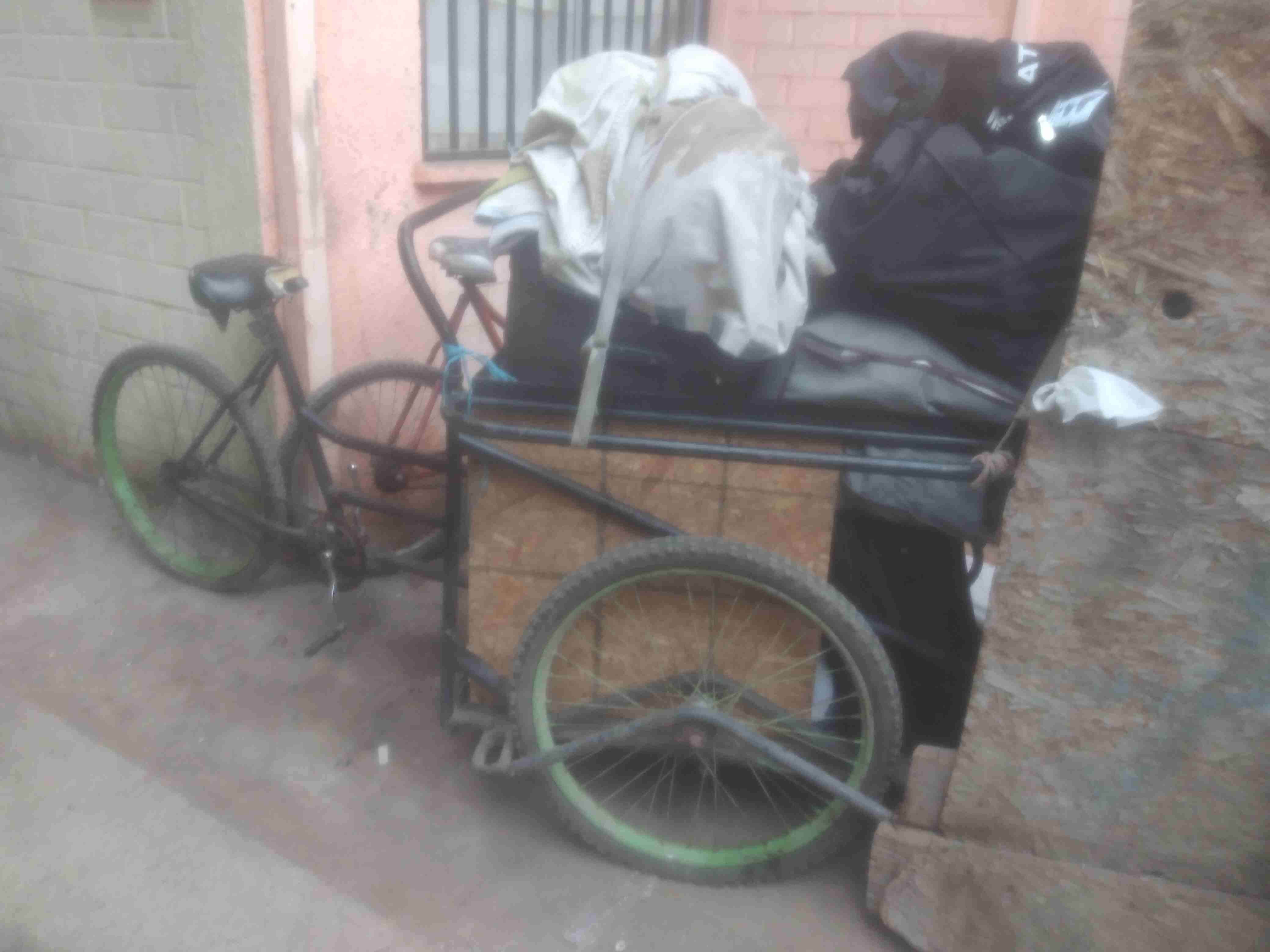 Bicicleta con carrito de carga