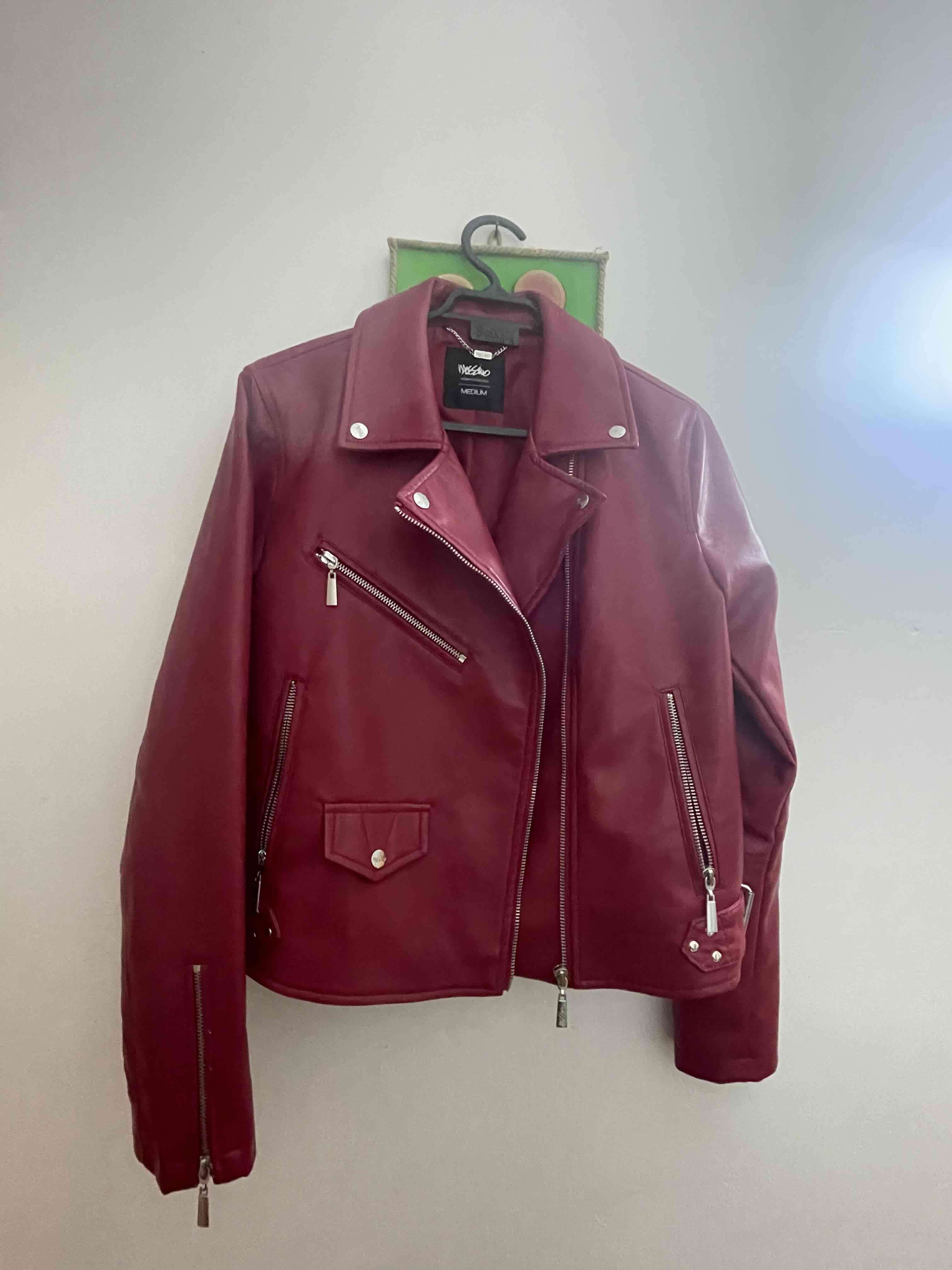 Chaqueta biker roja de mujer - miniatura 1