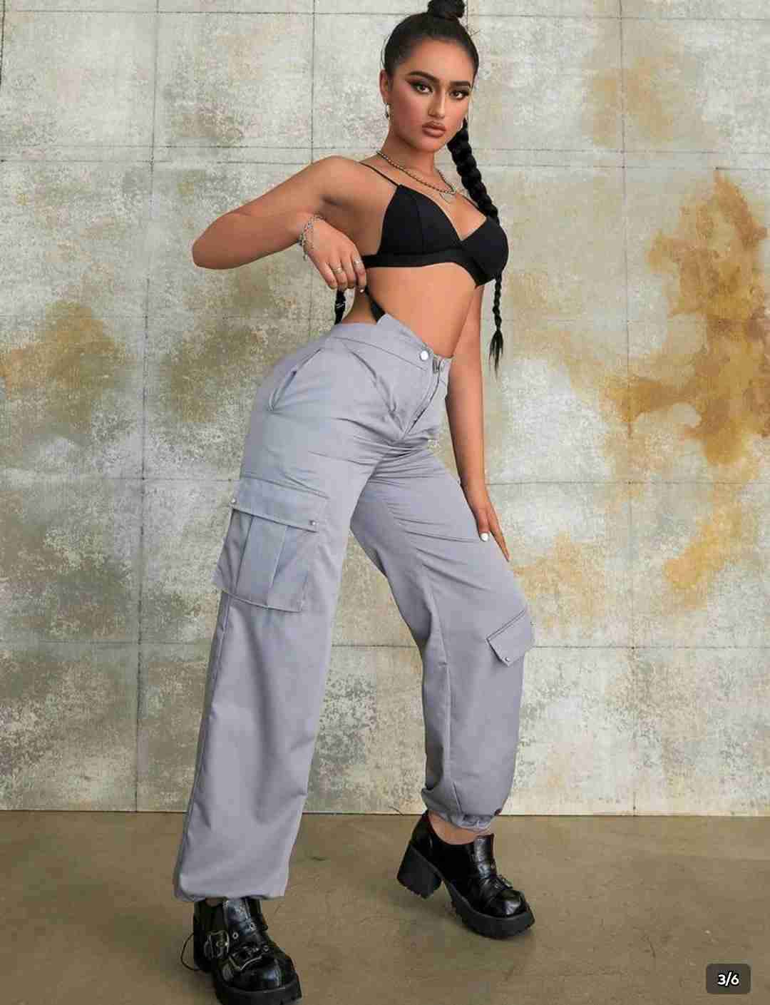 Pantalones cargo grises mujer - miniatura 3