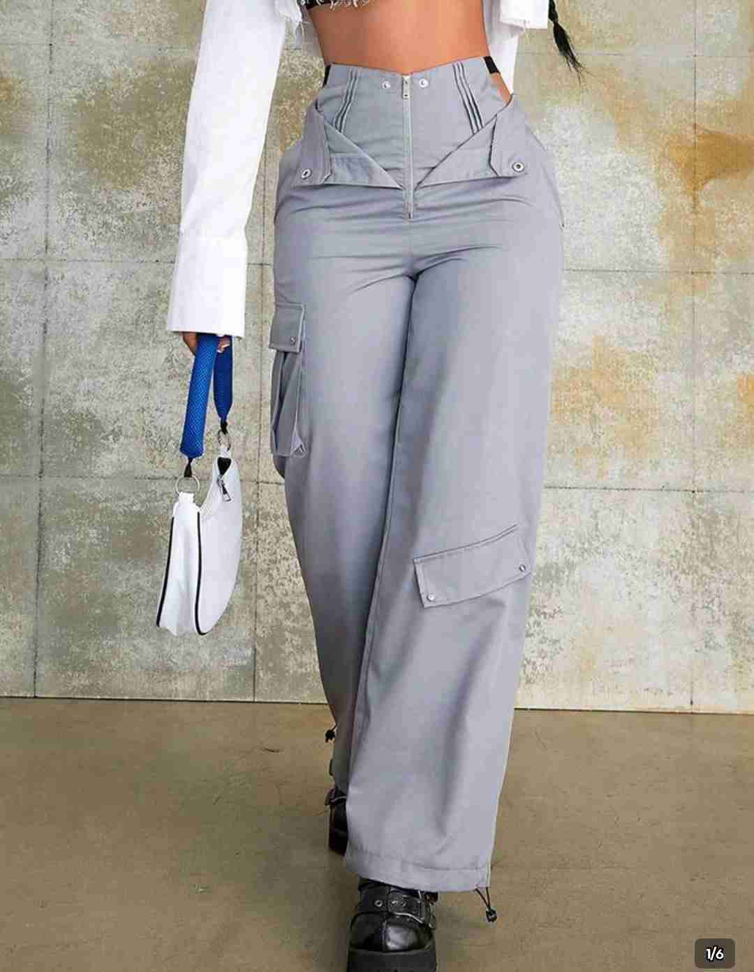 Pantalones cargo grises mujer - miniatura 4
