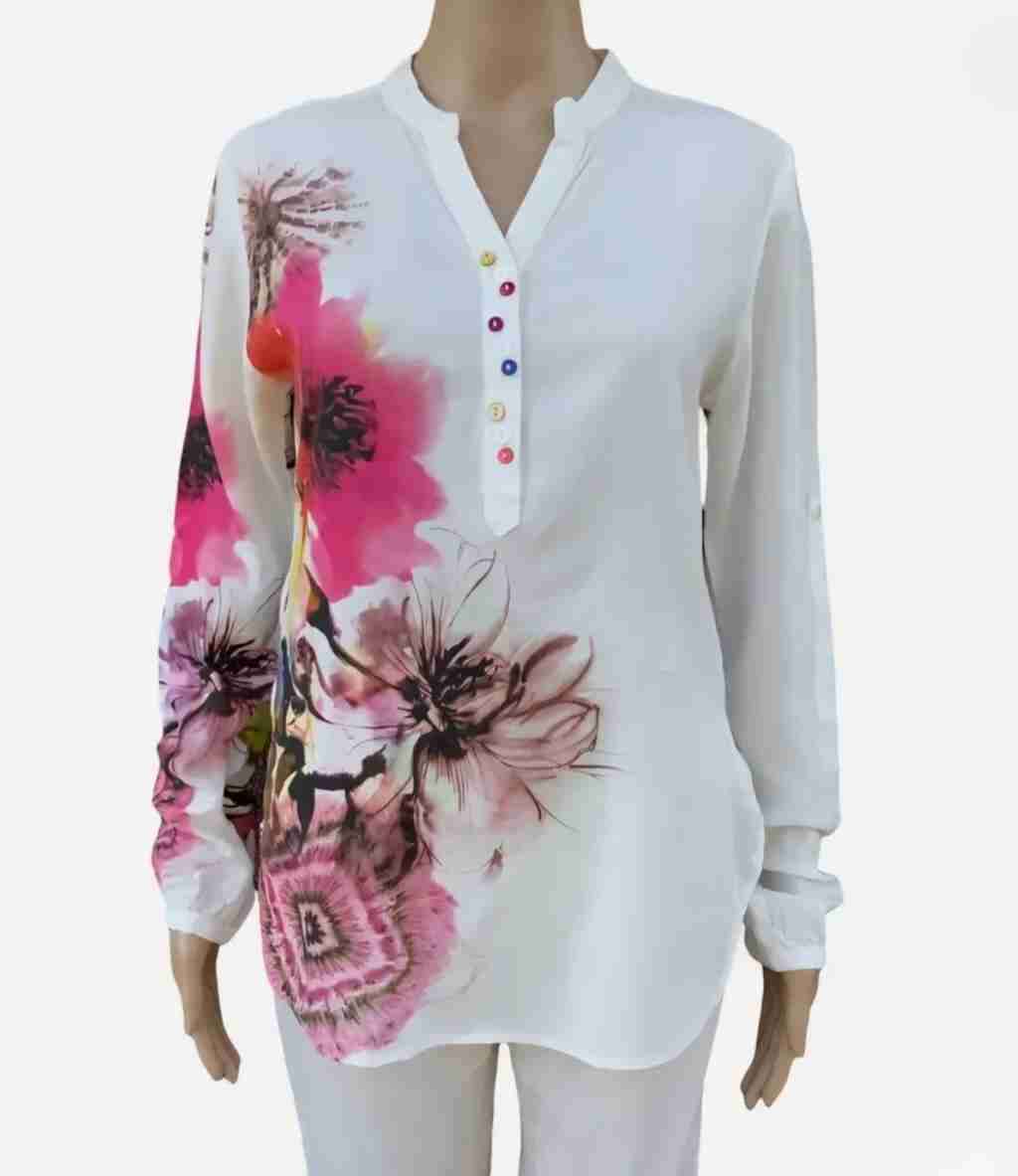 Blusa Manga Larga Estampada Flor Gigante, Desigual - miniatura 1