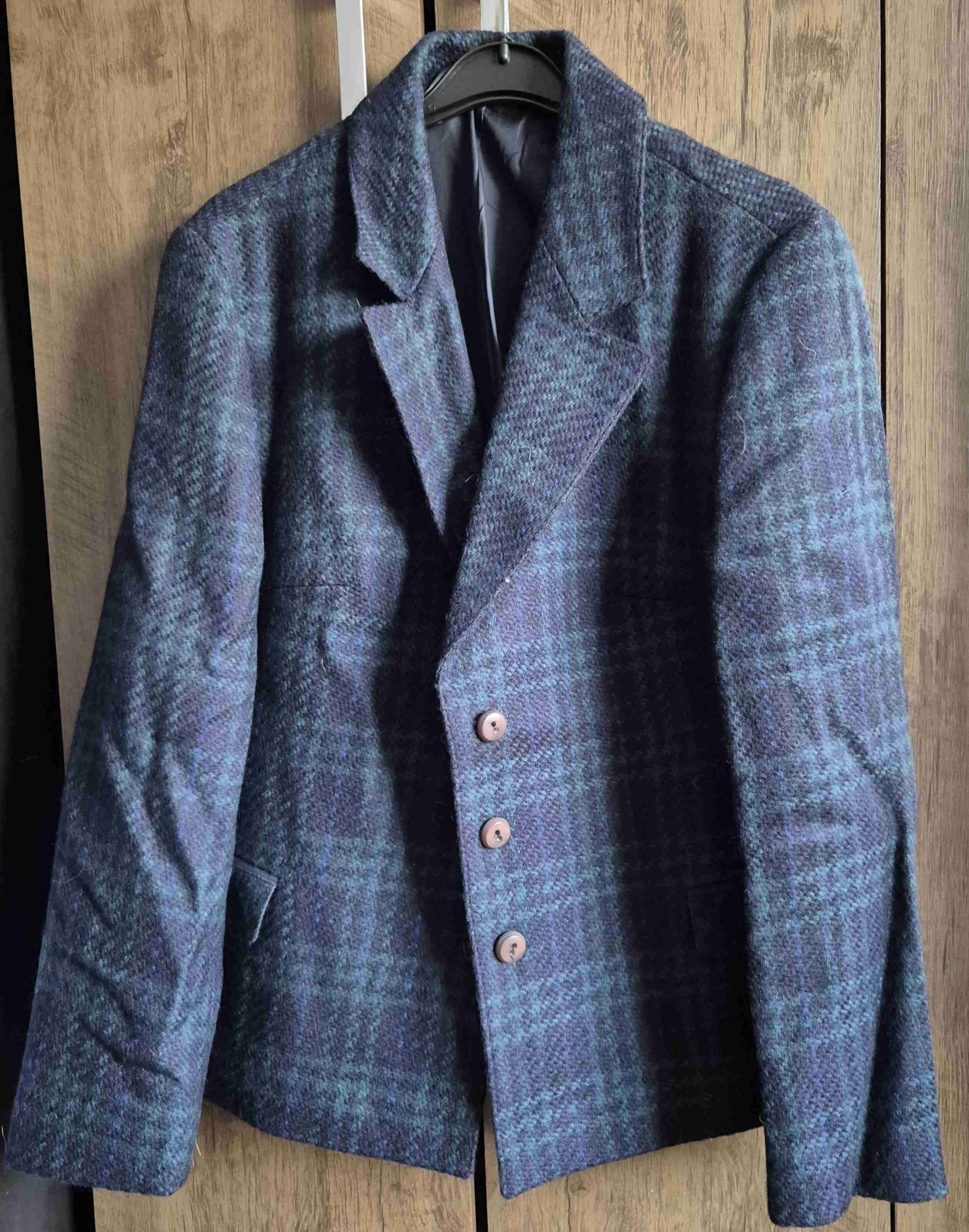 Blazer de lana azul a cuadros - miniatura 1