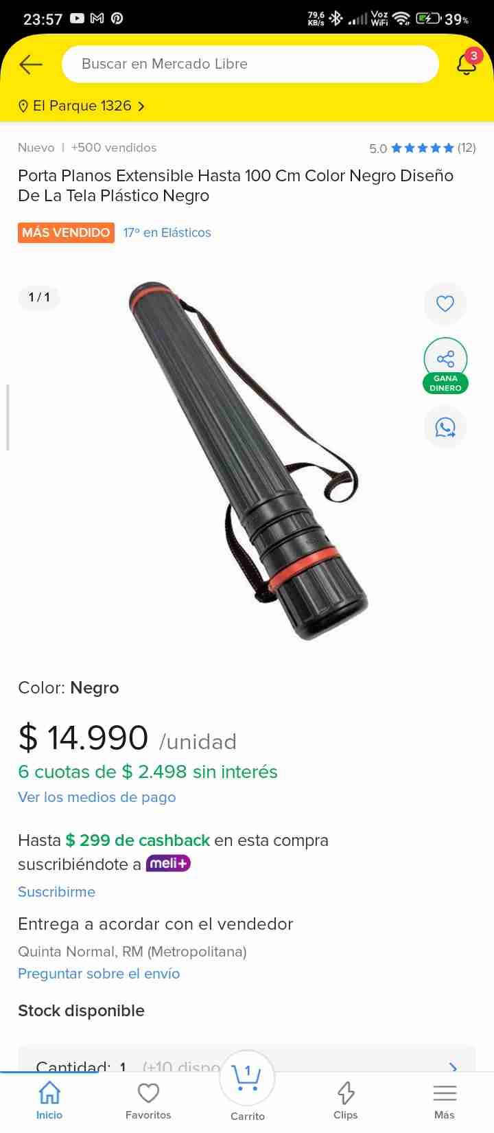 Porta planos negro extensible