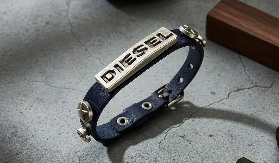 Pulsera Brazalete – DIESEL – Cuero – Color Negro - miniatura 2