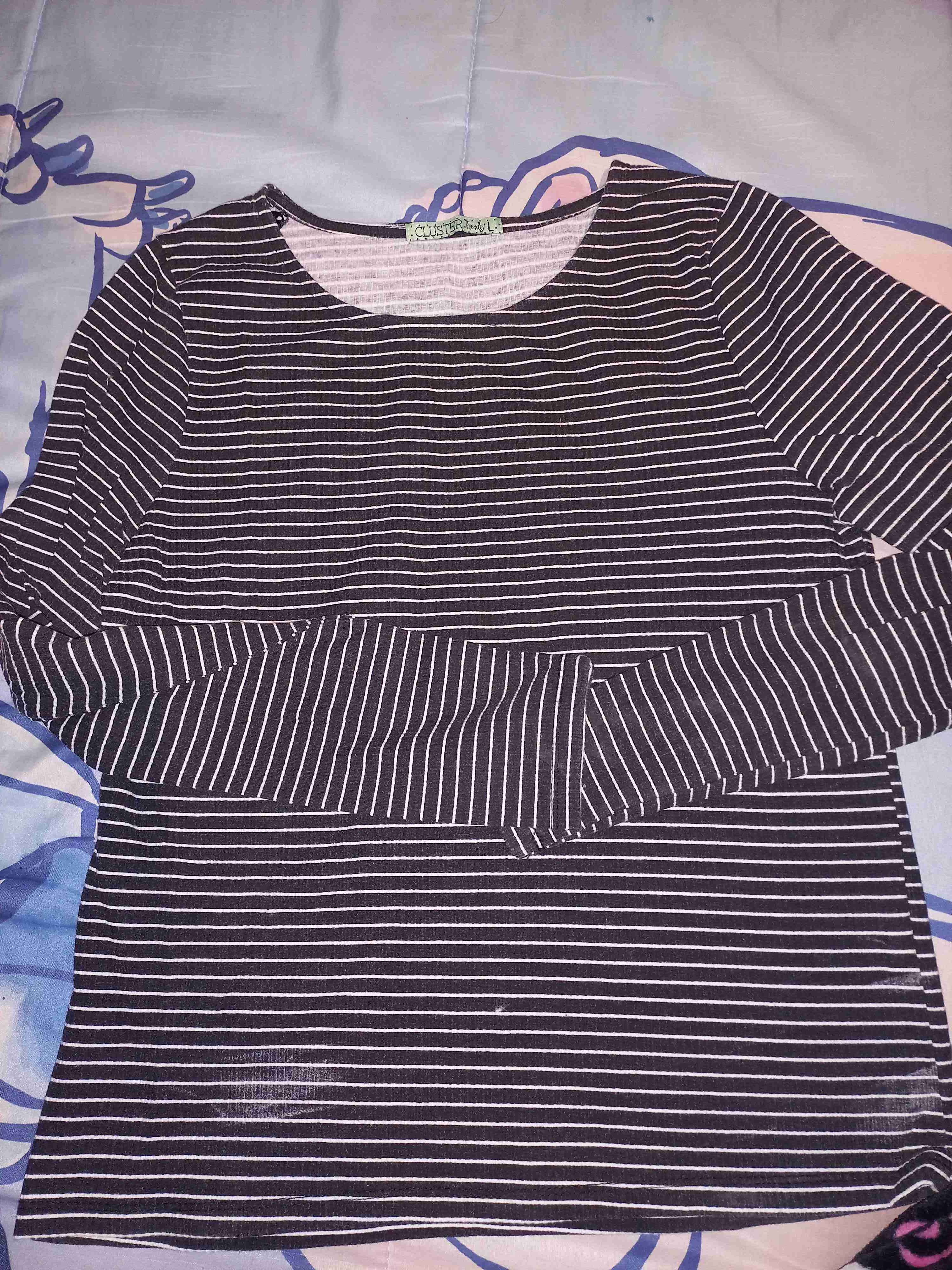 Polera rayada manga larga negra - miniatura 1