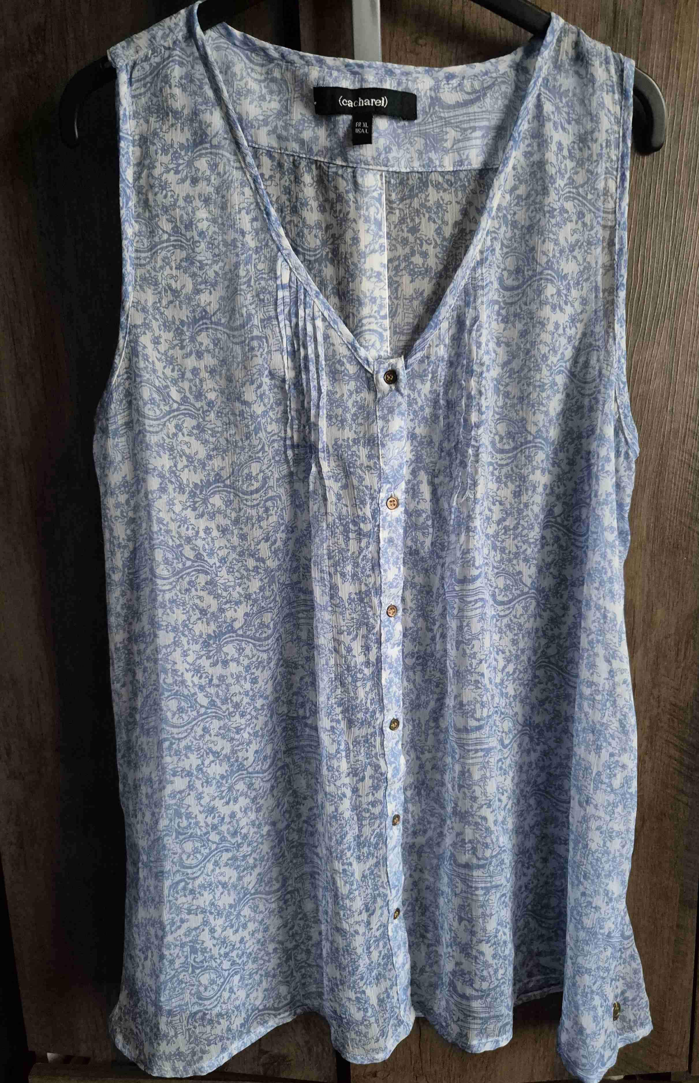 Blusa Gasa Cacharel sin mangas estampada azul - miniatura 1