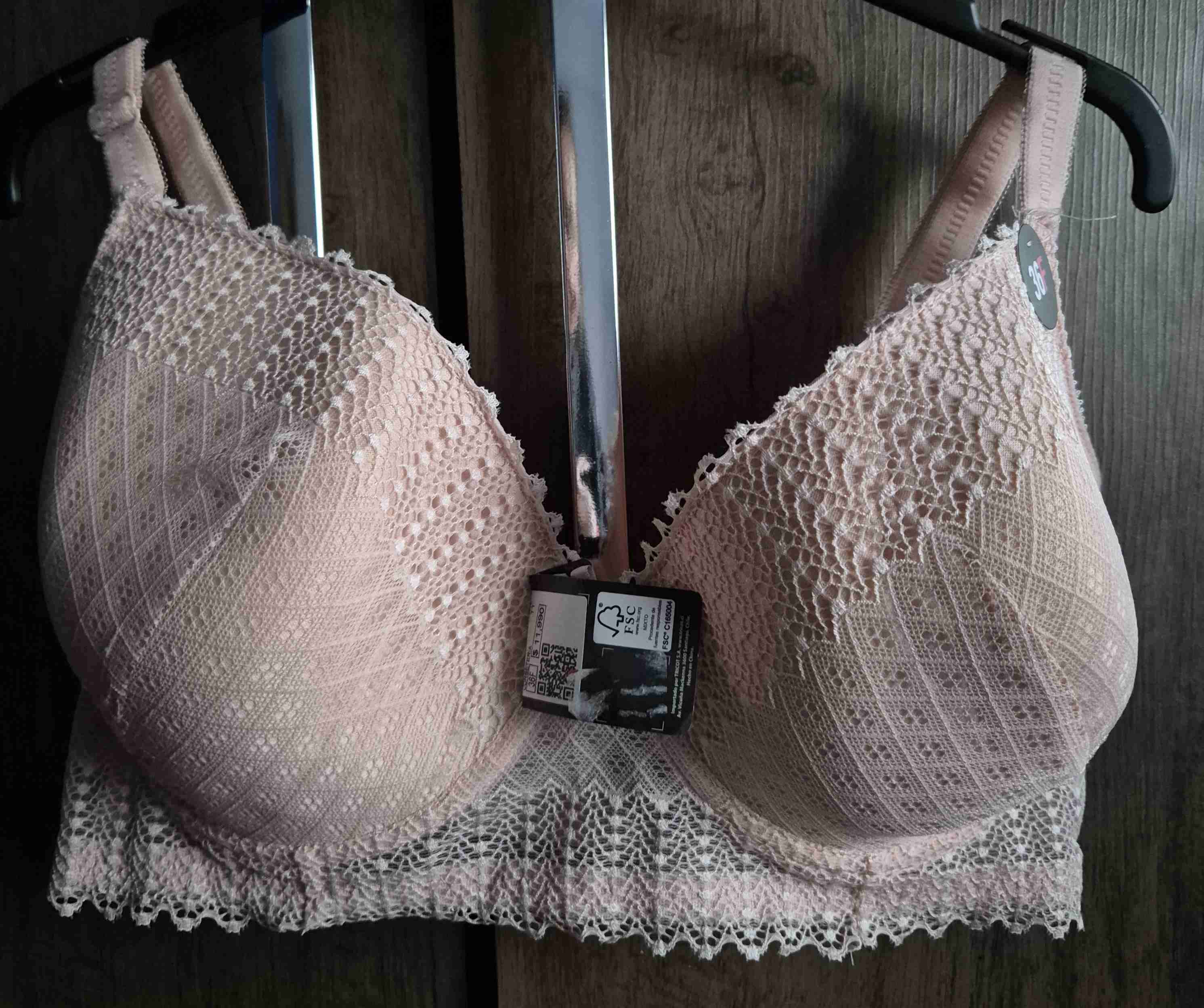 Sostén rosa de encaje talla 36F - miniatura 2