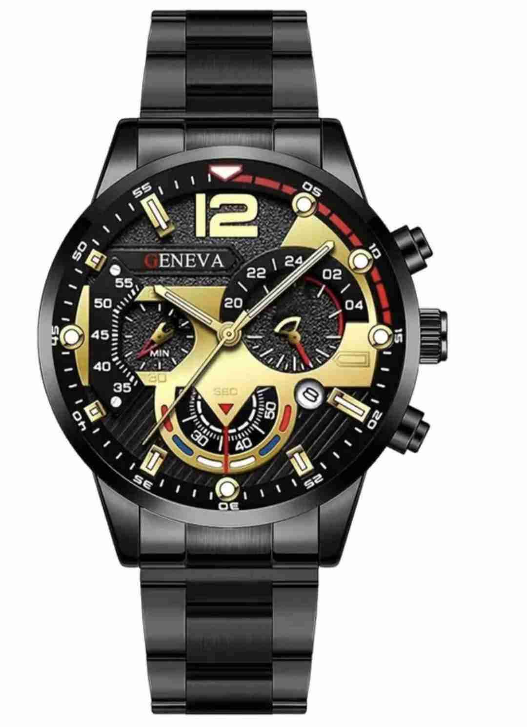 Reloj deportivo Geneva negro y azul - miniatura 1